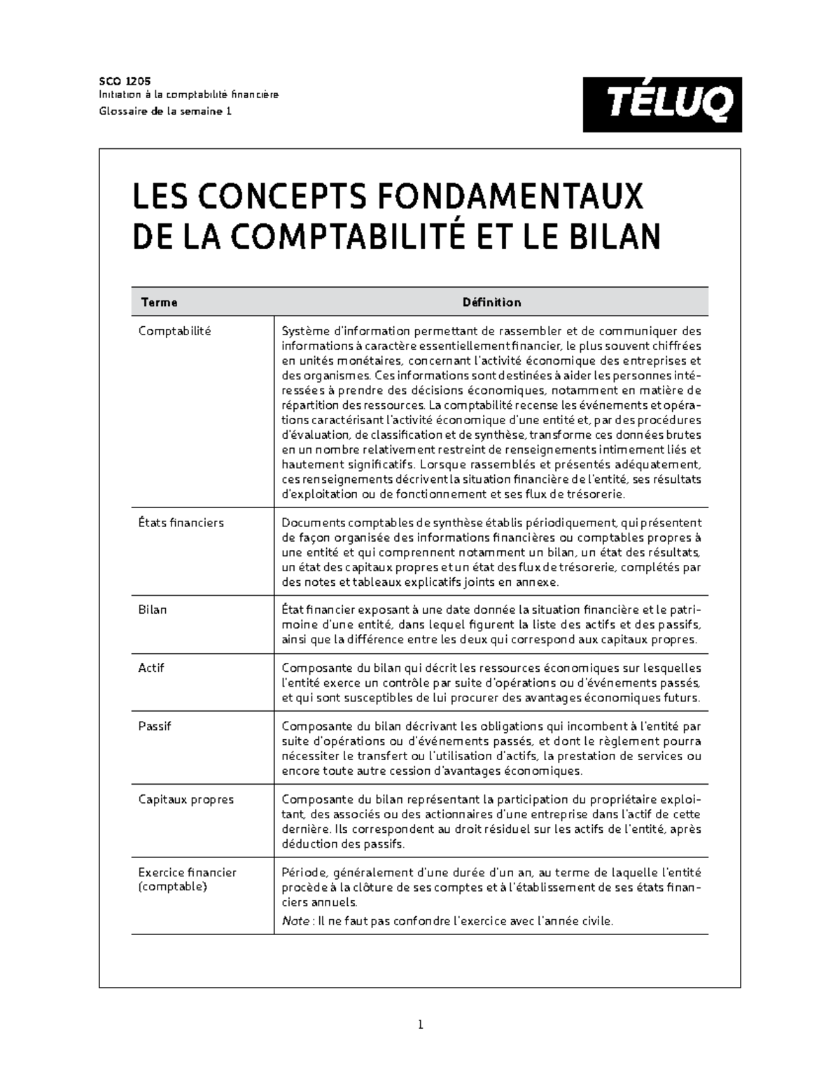 Sco1205 Sem1 Glossaire - SCO 1205 Initiation à La Comptabilité ...