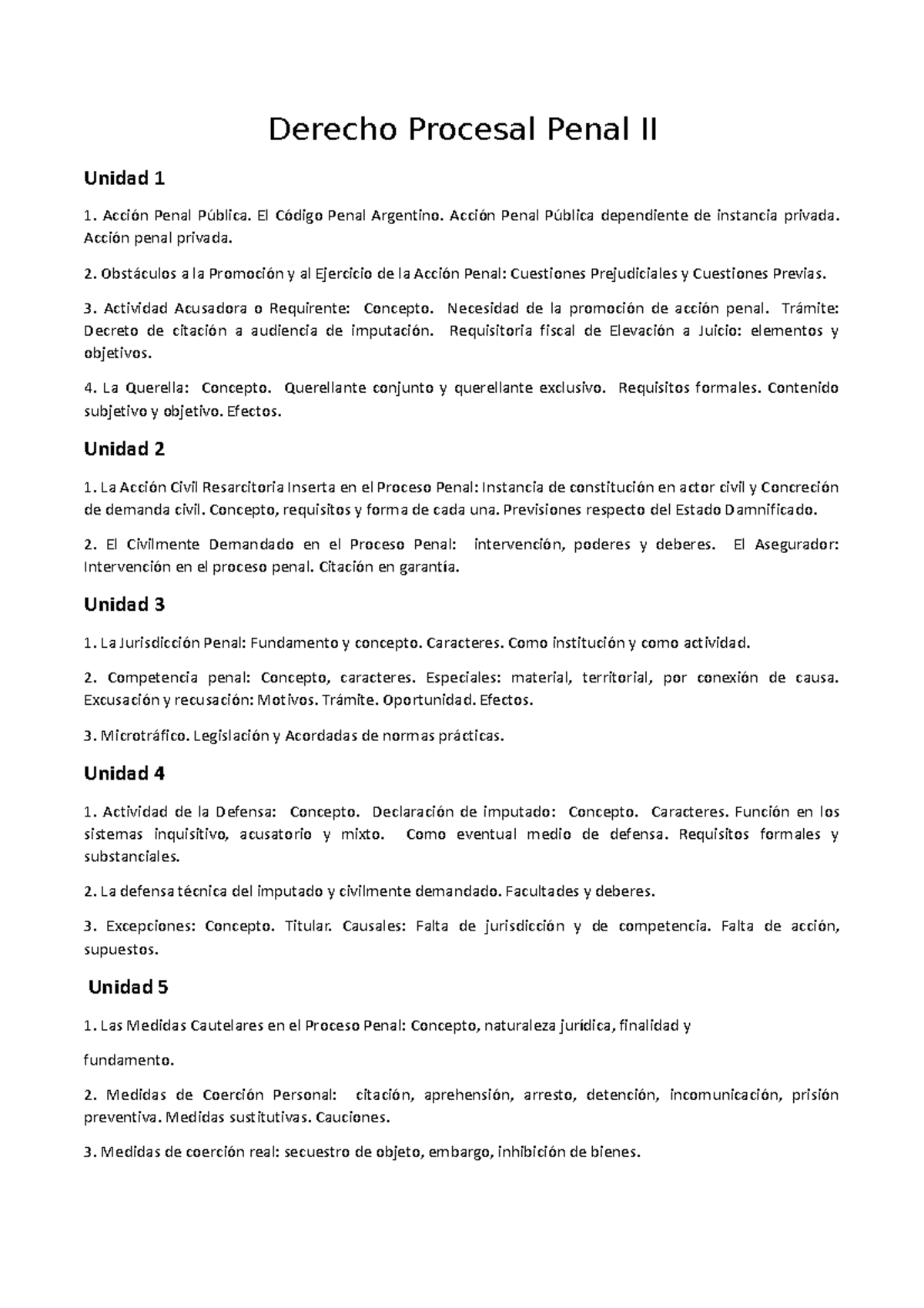 Derecho Procesal Penal II - Derecho Procesal Penal II Unidad 1 1 ...