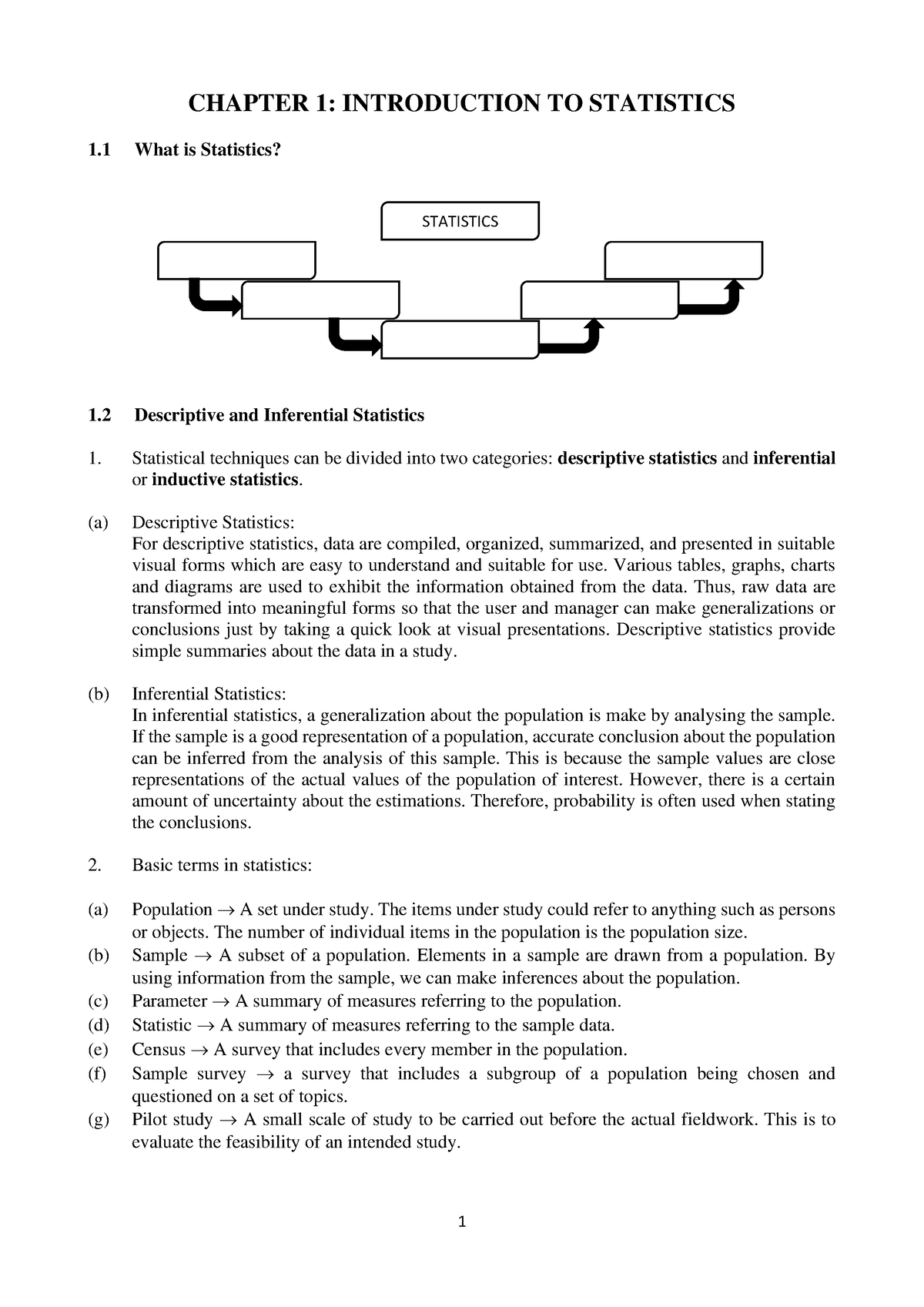 06 STA404 Course Notes Chapter 1 - CHAPTER 1: INTRODUCTION TO ...