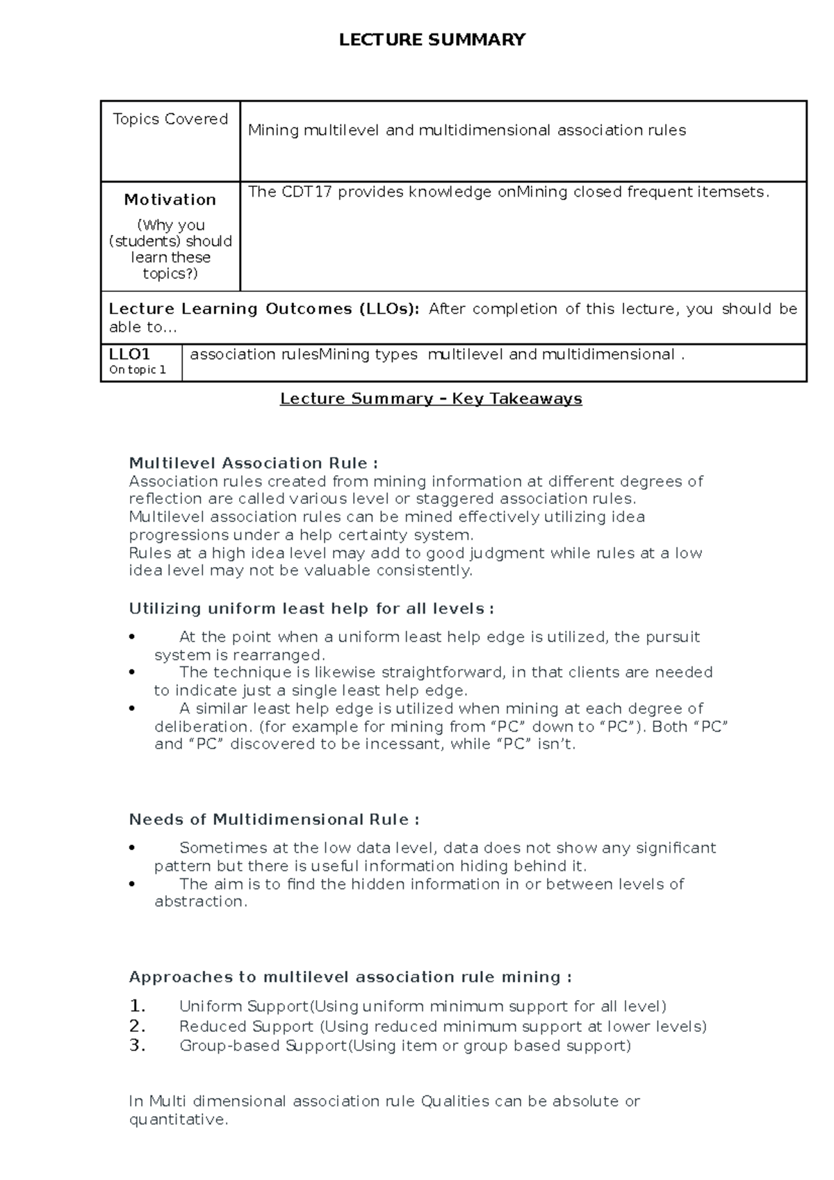 Dwdm4 - Mining multilevel and multidimensional association rules ...