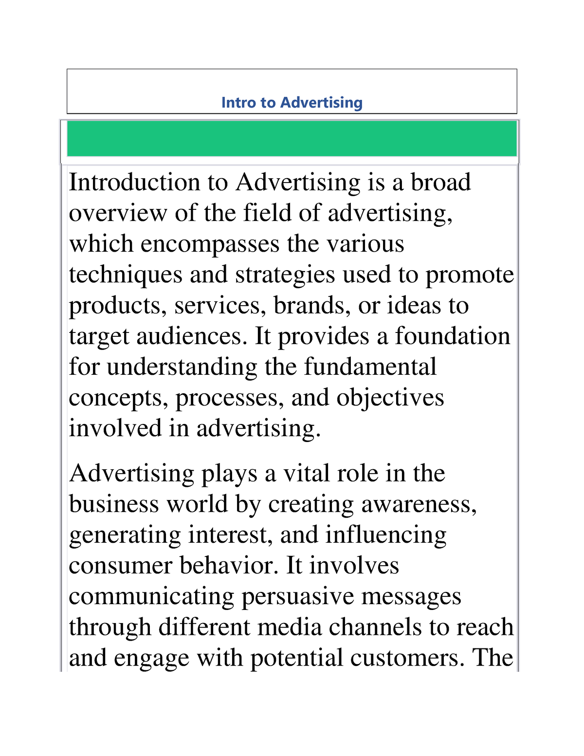 introduction about advertising essay