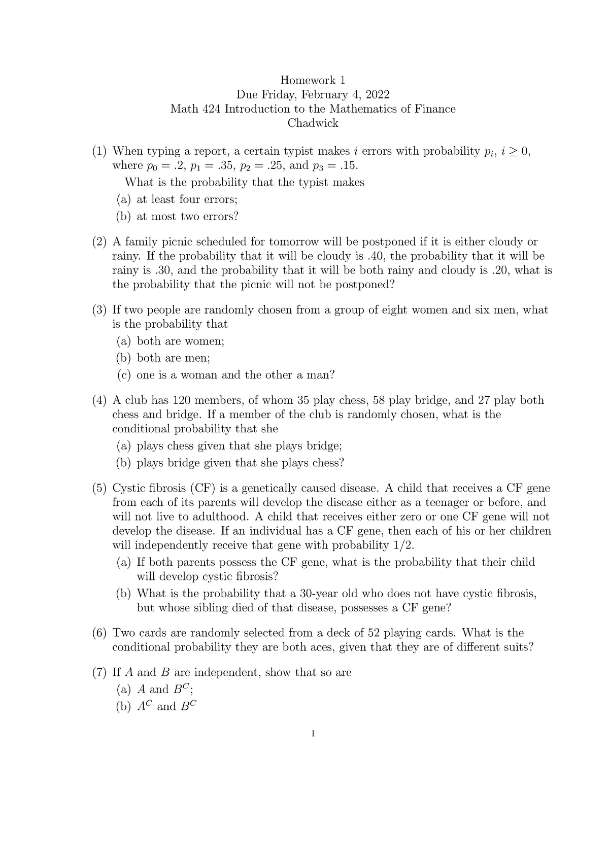 Math401 Mathematical Analysis Homework Week 1 - Homework 1 Due Friday ...