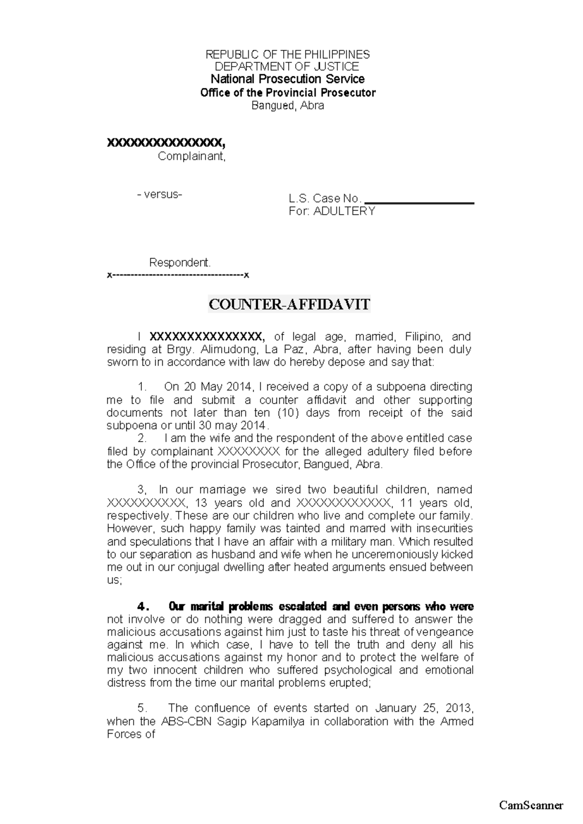 Counter affidavit - sgsfgsgs - REPUBLIC OF THE PHILIPPINES DEPARTMENT ...