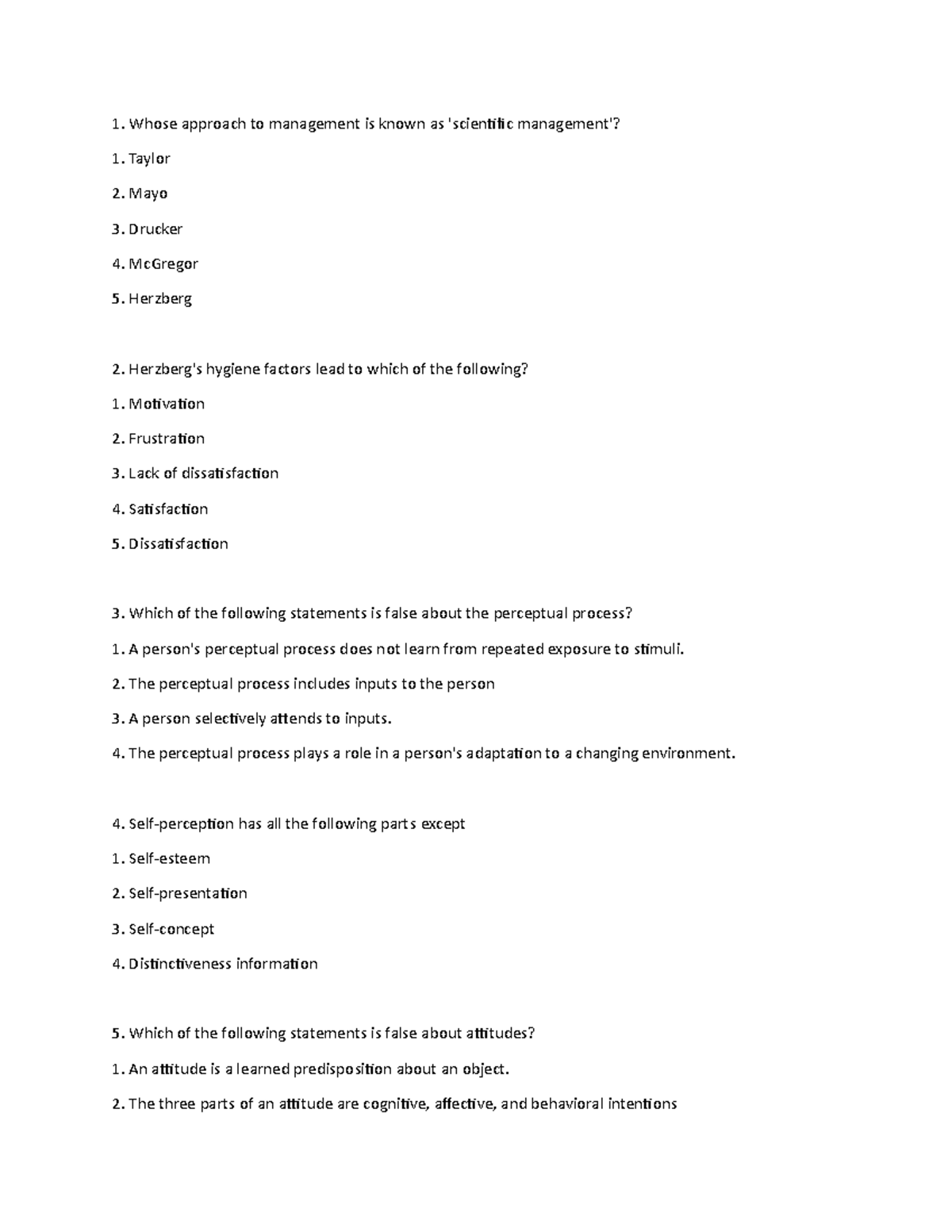 OB MCQ MCQ Whose approach to management is known as 'scientific