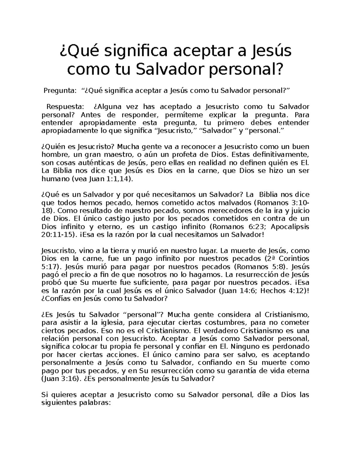 Salvador personal - Tratado - ¿Qué significa aceptar a Jesús como tu ...