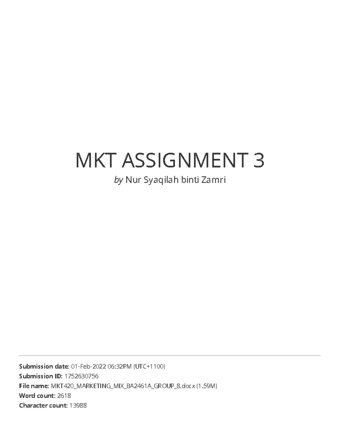 assignment 3 mkt420