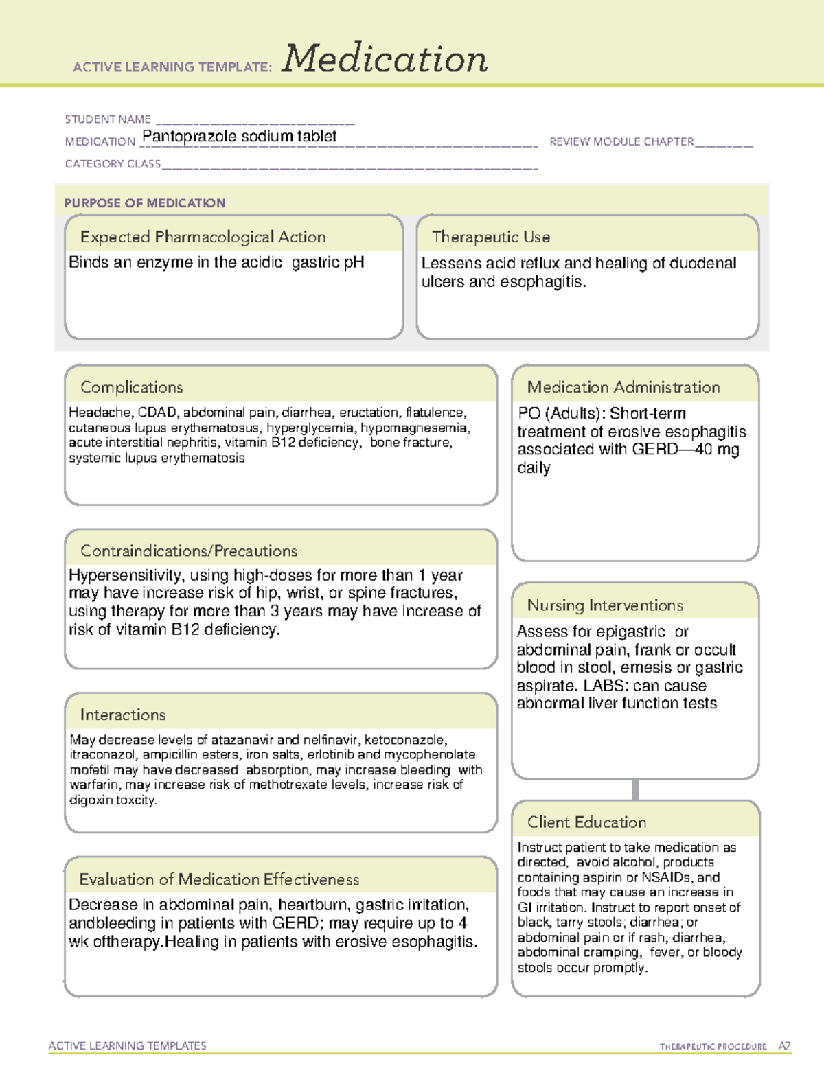 Pantoprazole sodium tablet - ACTIVE LEARNING TEMPLATES TherapeuTic ...