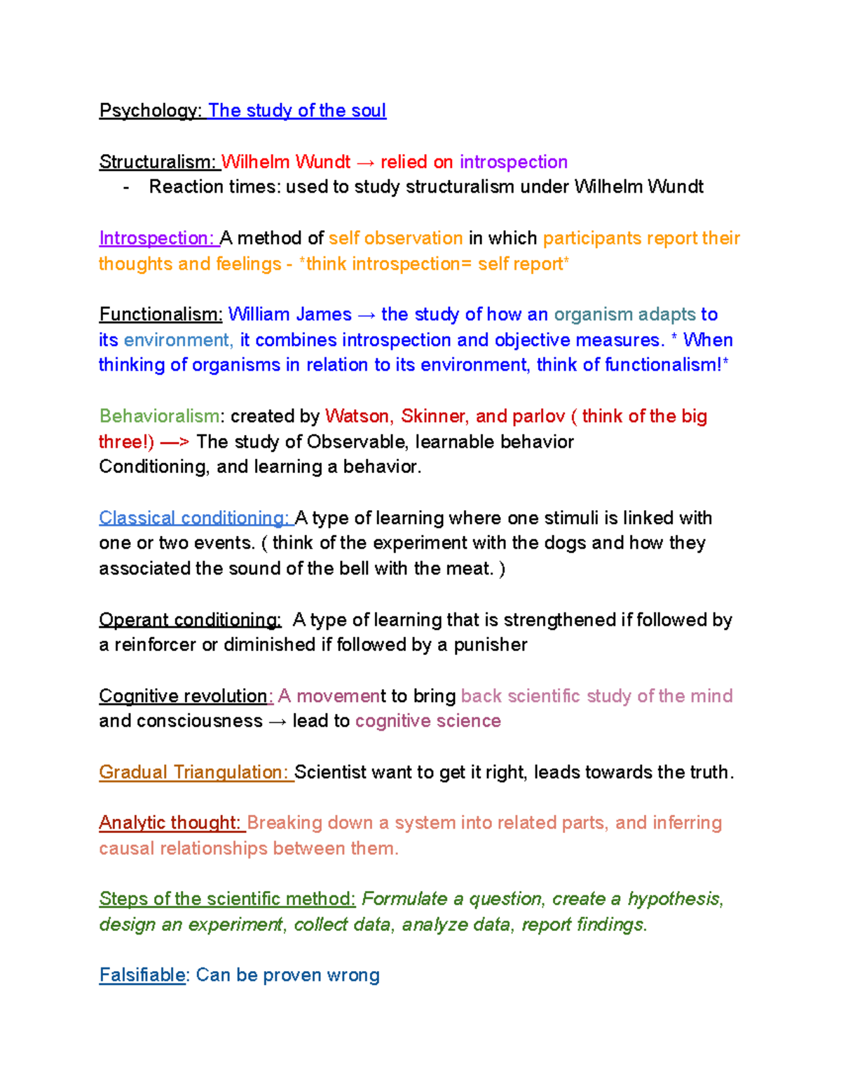 Psych Exam 1 Study Guide - Psychology: The Study Of The Soul ...