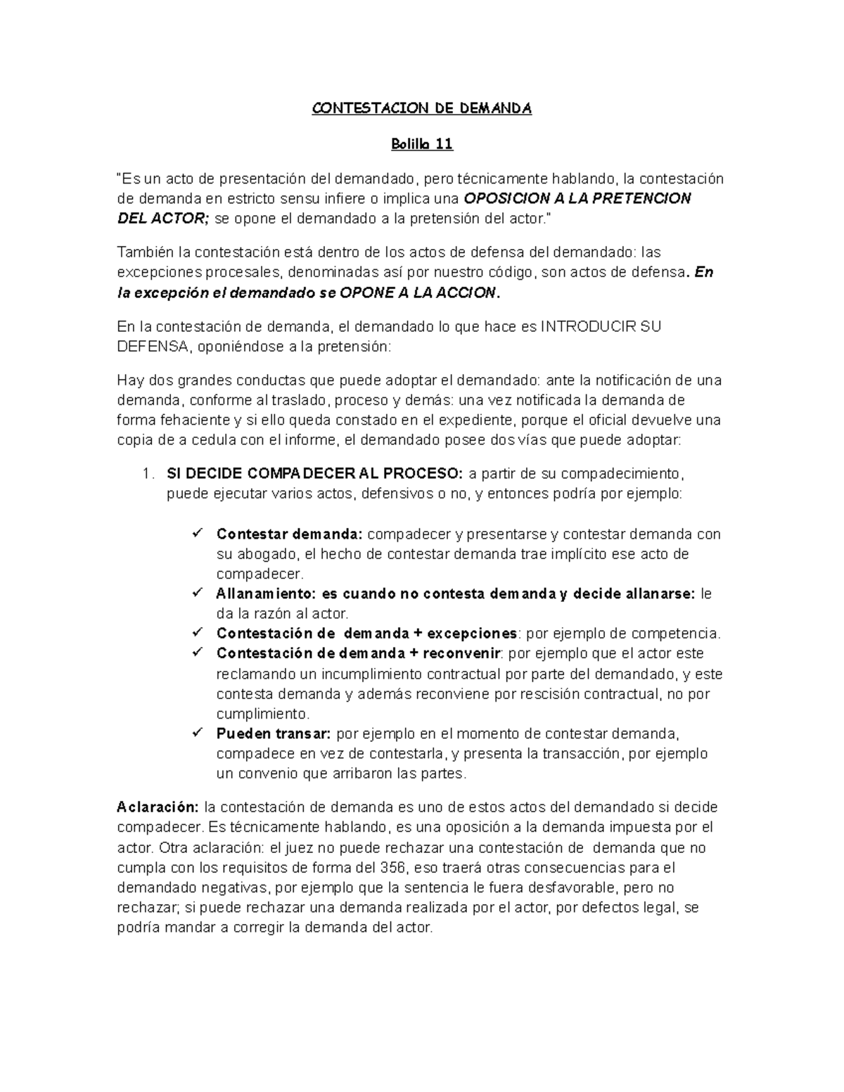 Contestacion DE Demanda- lourdes - CONTESTACION DE DEMANDA Bolilla 11 ...