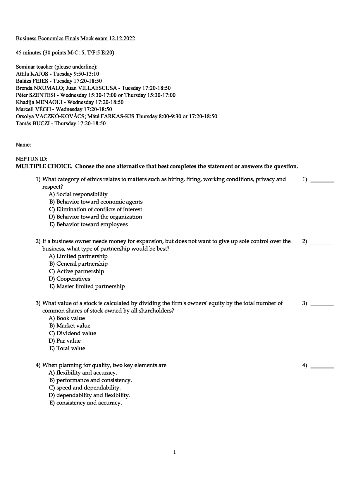 business research methods final exam questions and answers