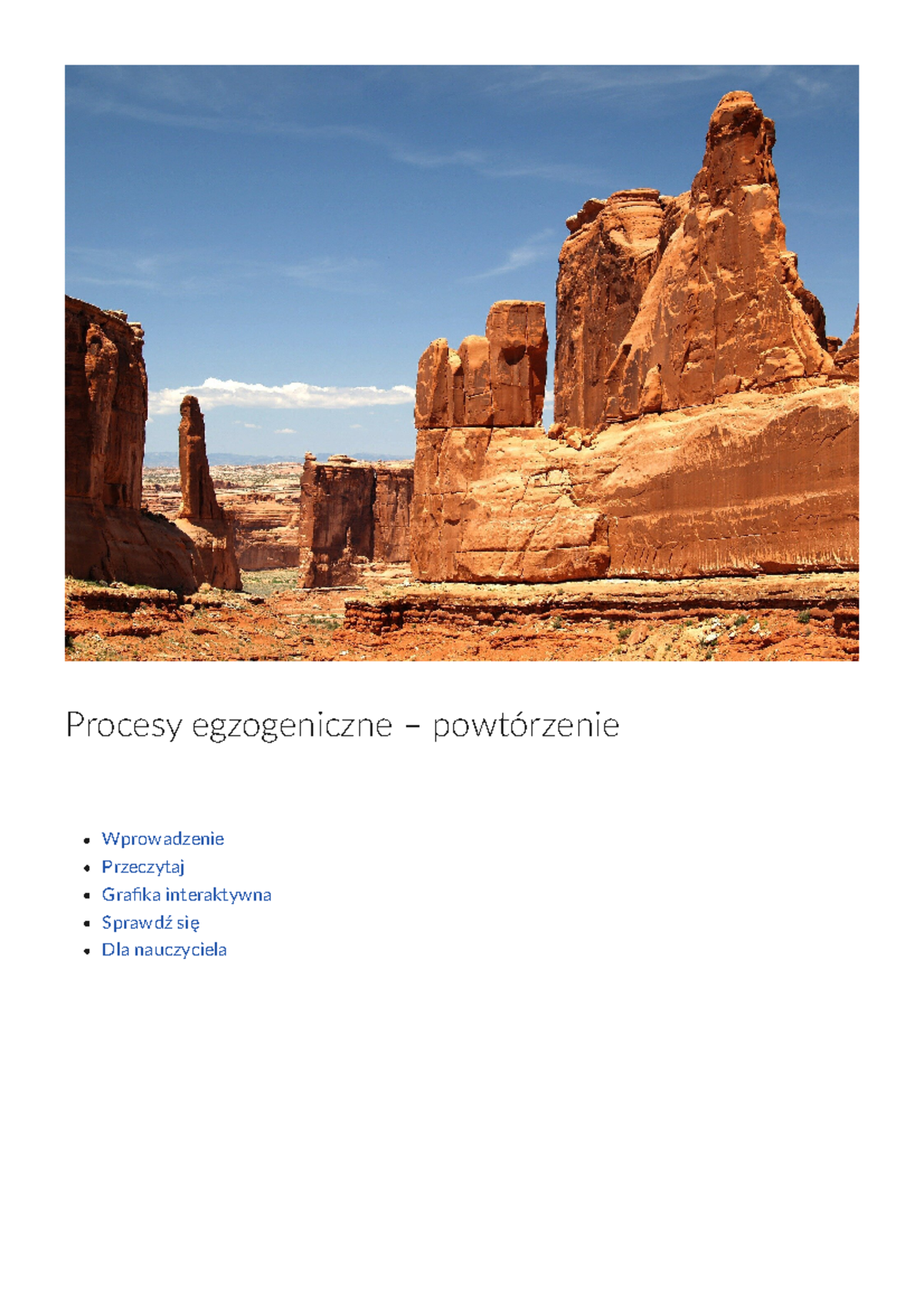 Planeta Nowa 1 Sprawdzian Procesy Egzogeniczne