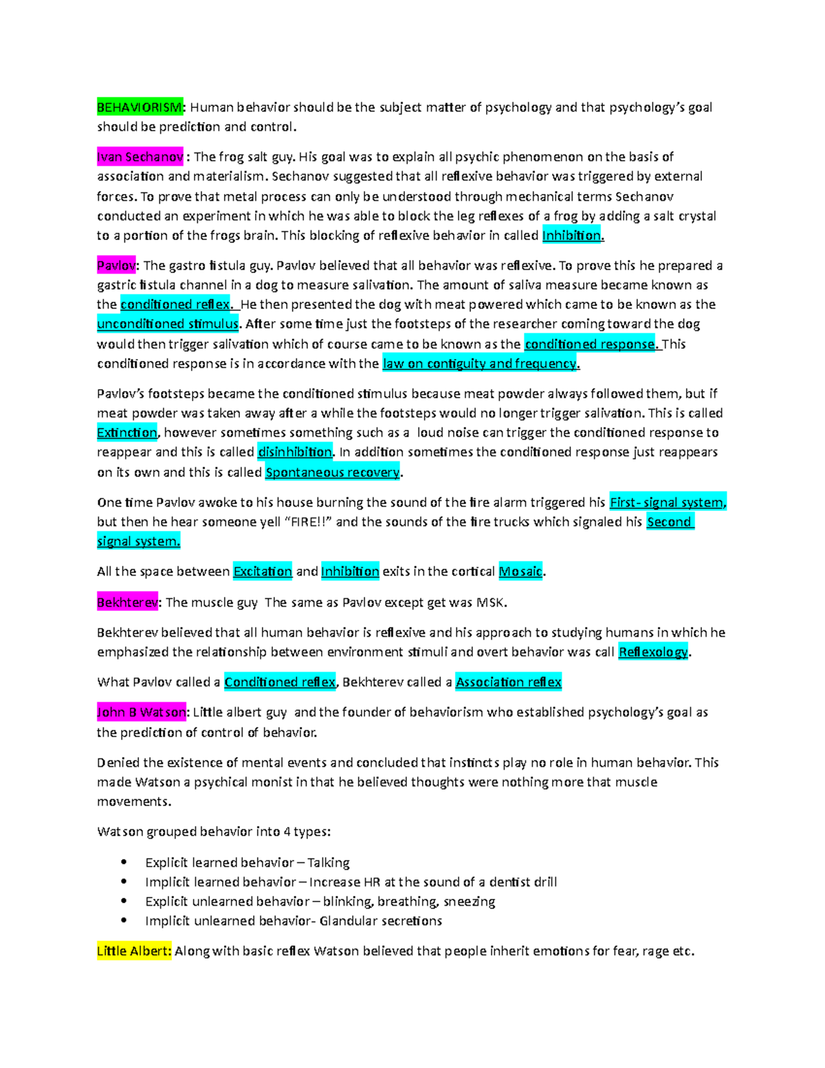 (2) Behaviorism - Chapter 12 Condensed notes - BEHAVIORISM: Human ...