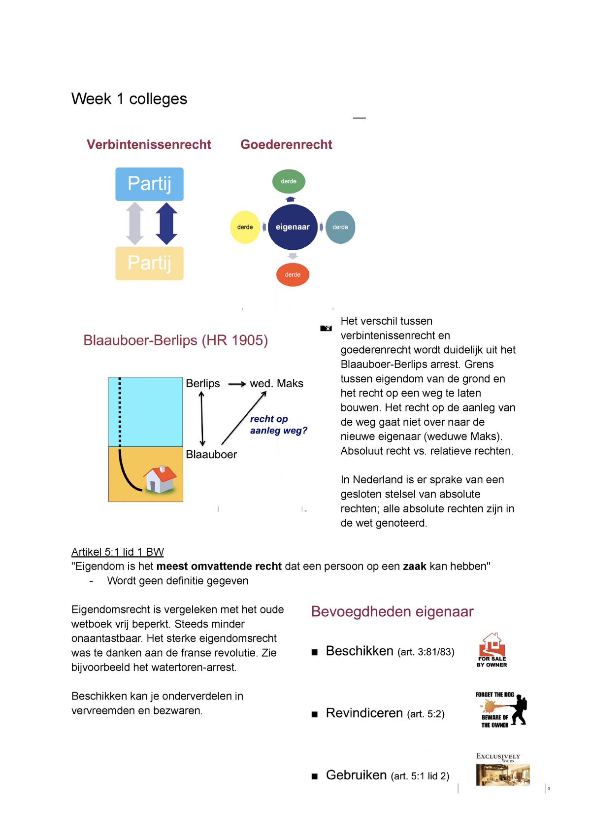 Goederenrecht - College-aantekeningen 1 - Week 1 Colleges Het Verschil ...