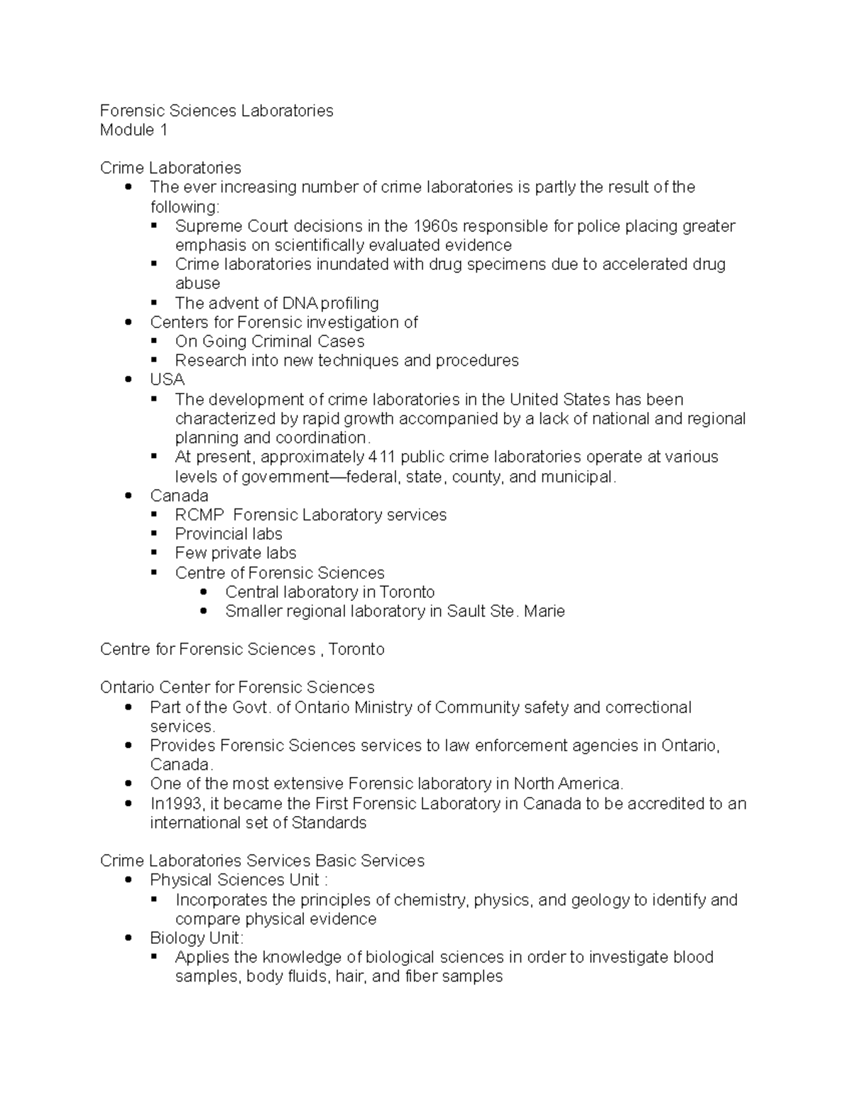 Forensic Sciences Laboratories Midterm Study Review - Forensic Sciences ...