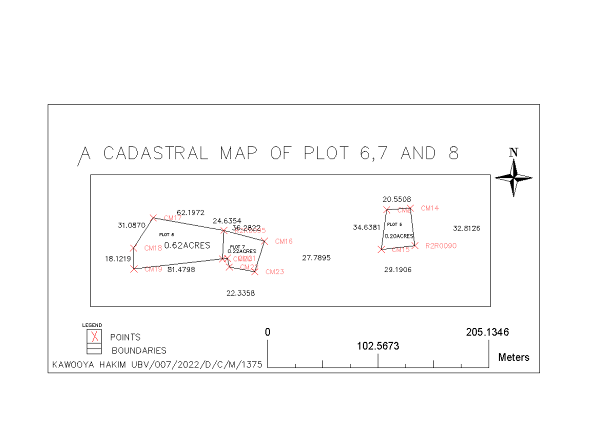 PLOT 6, 7 - surveyed plots - Land Surveying and Geomatics - N Meters 0 ...