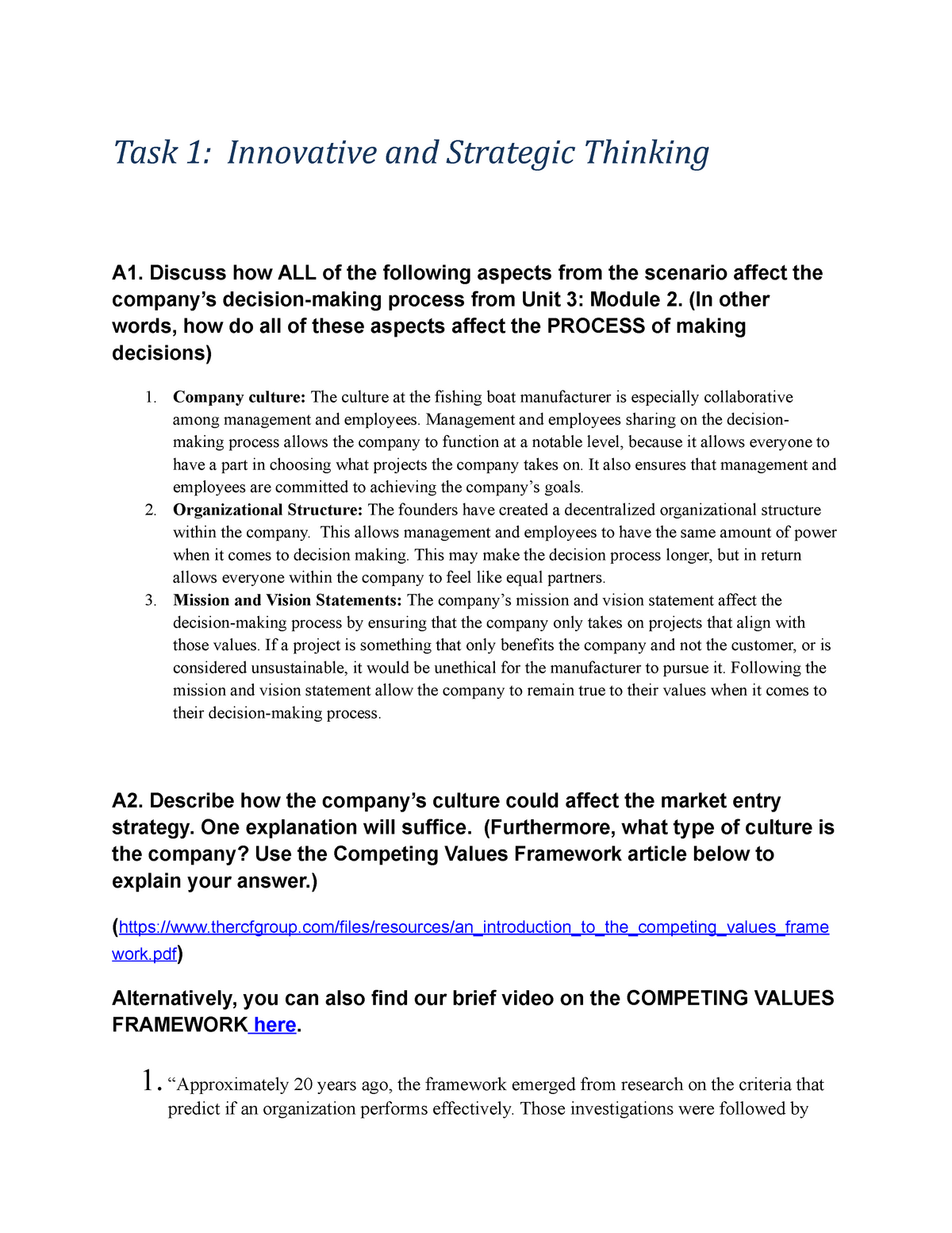 D081 Task 1 Template Upload Task 1 Innovative And Strategic Thinking