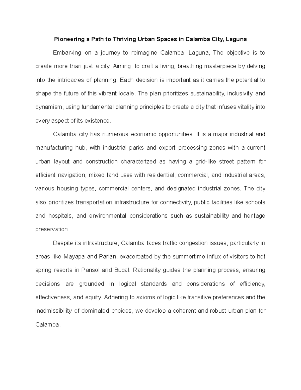 PLANNING 3 ESSAY ON LOCATION THEORY - Pioneering a Path to Thriving ...