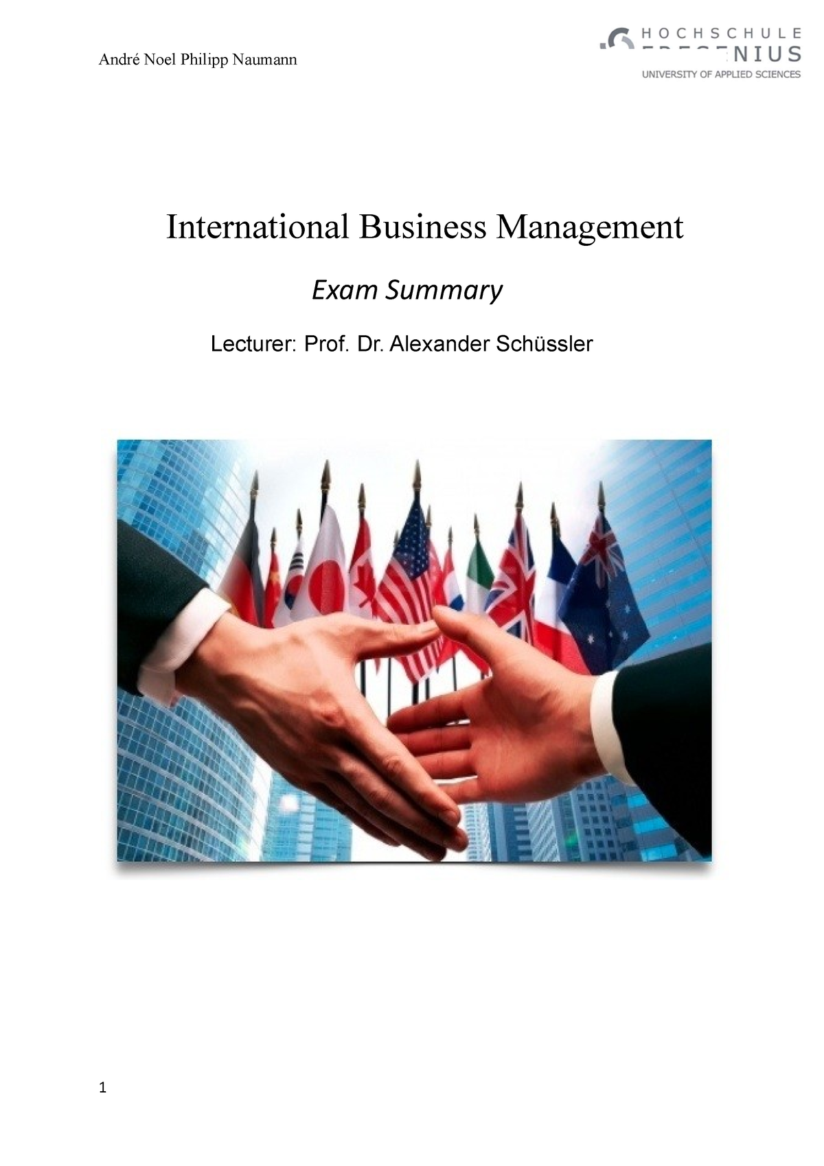 International Business Management Exam S - International Business ...