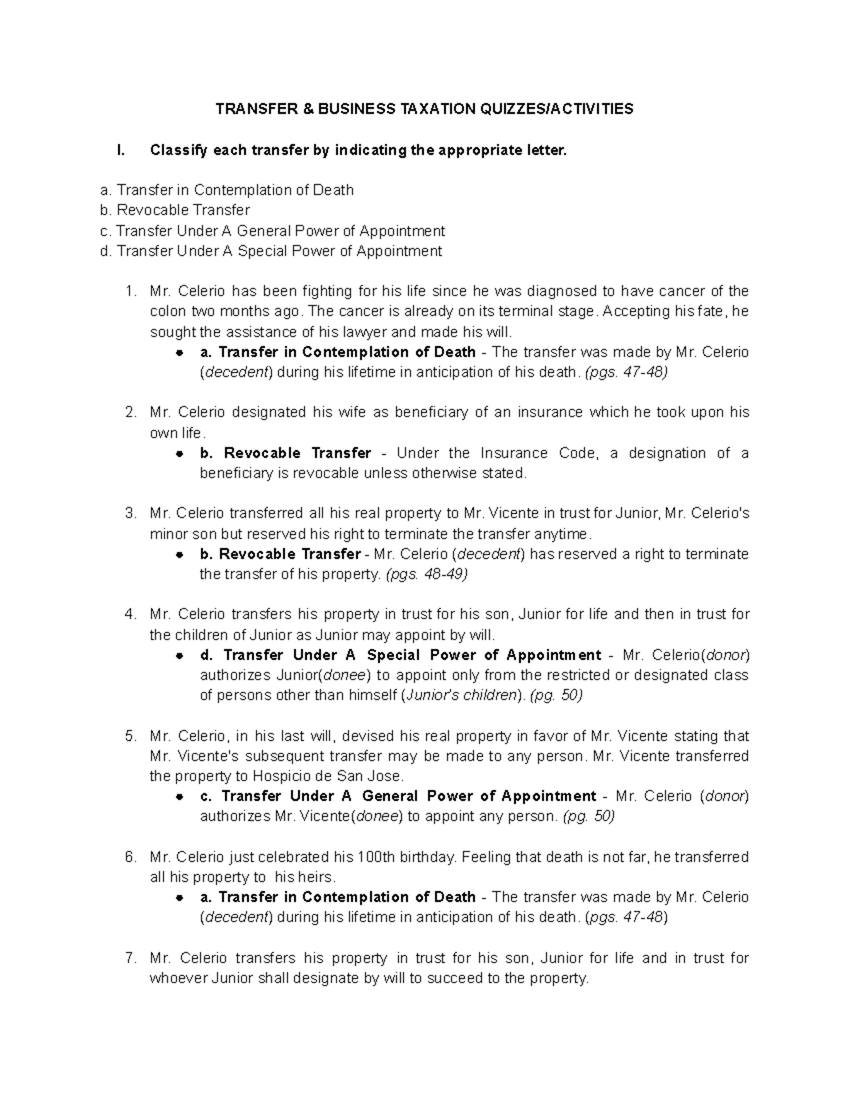 [For QE] Tax Quizzes Activities TRANSFER & BUSINESS TAXATION QUIZZES