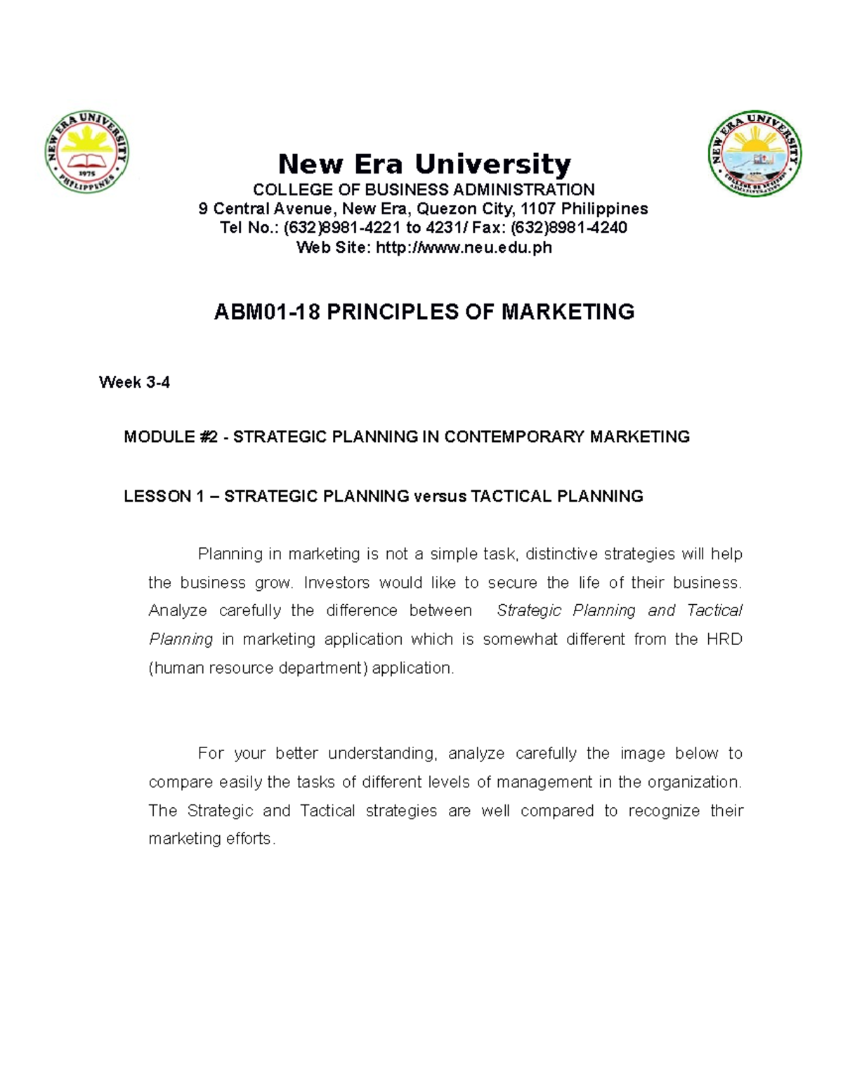 Principles OF Marketing Module 2 For Students Copy - New Era University ...