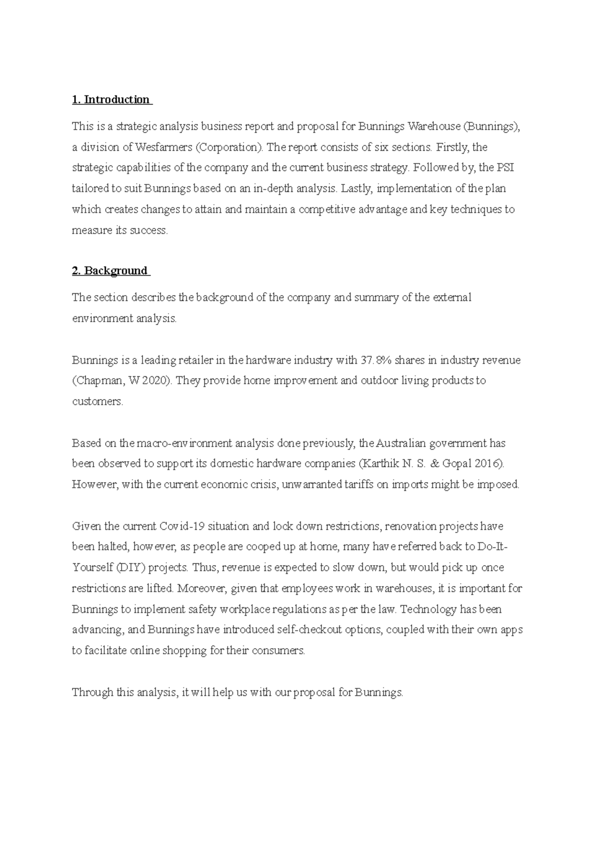 SM A2 - Strategy formation and implementation - 1. Introduction This is ...