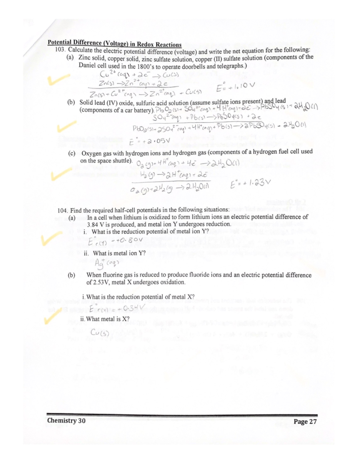 Electrochemistry booklet 2 Studocu