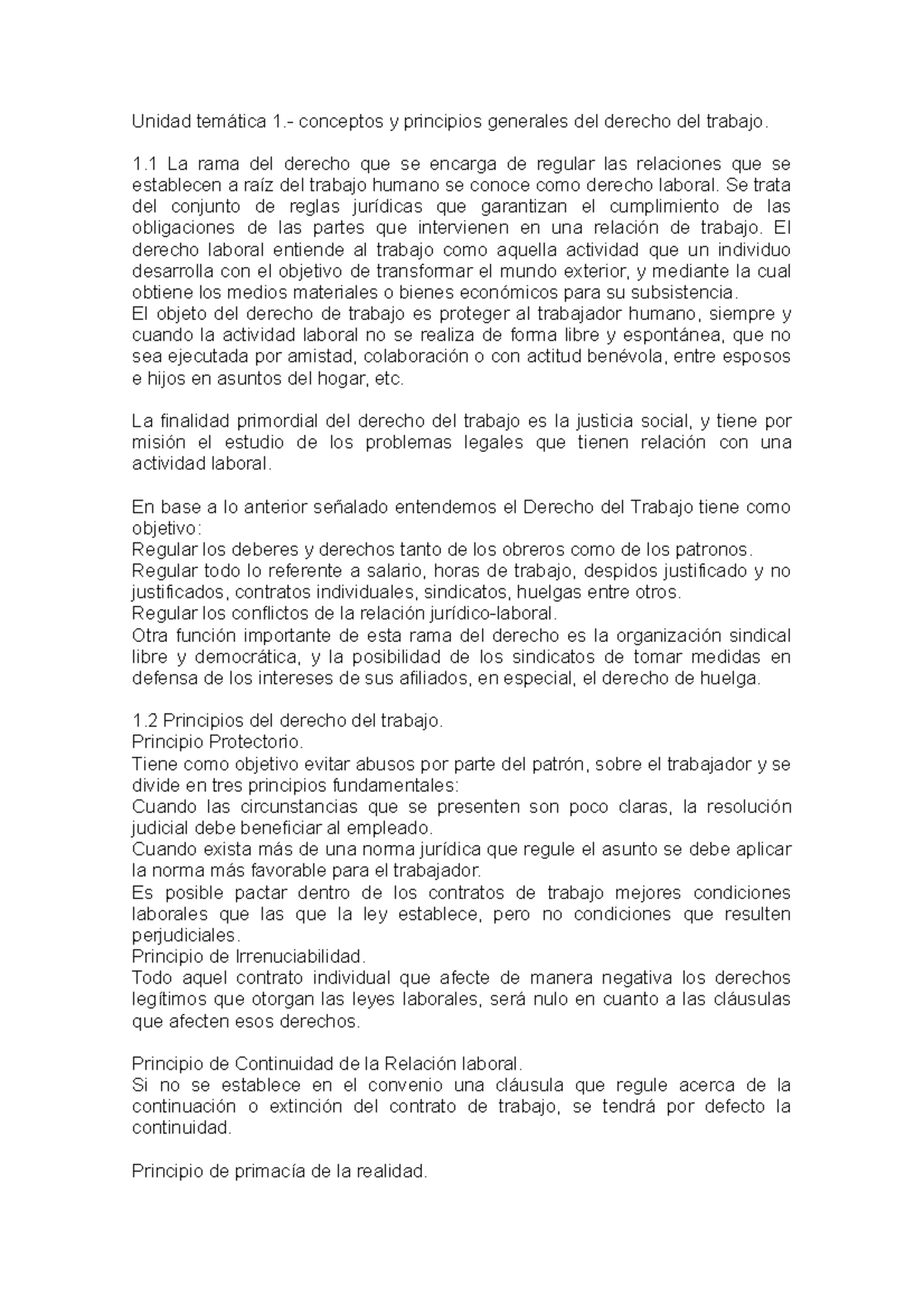 Conceptos generales de derecho laboral - Unidad conceptos y principios ...