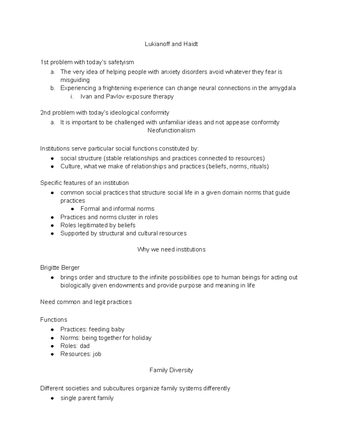 Soc notes Exam 1 - Lukianoff and Haidt 1st problem with today’s ...