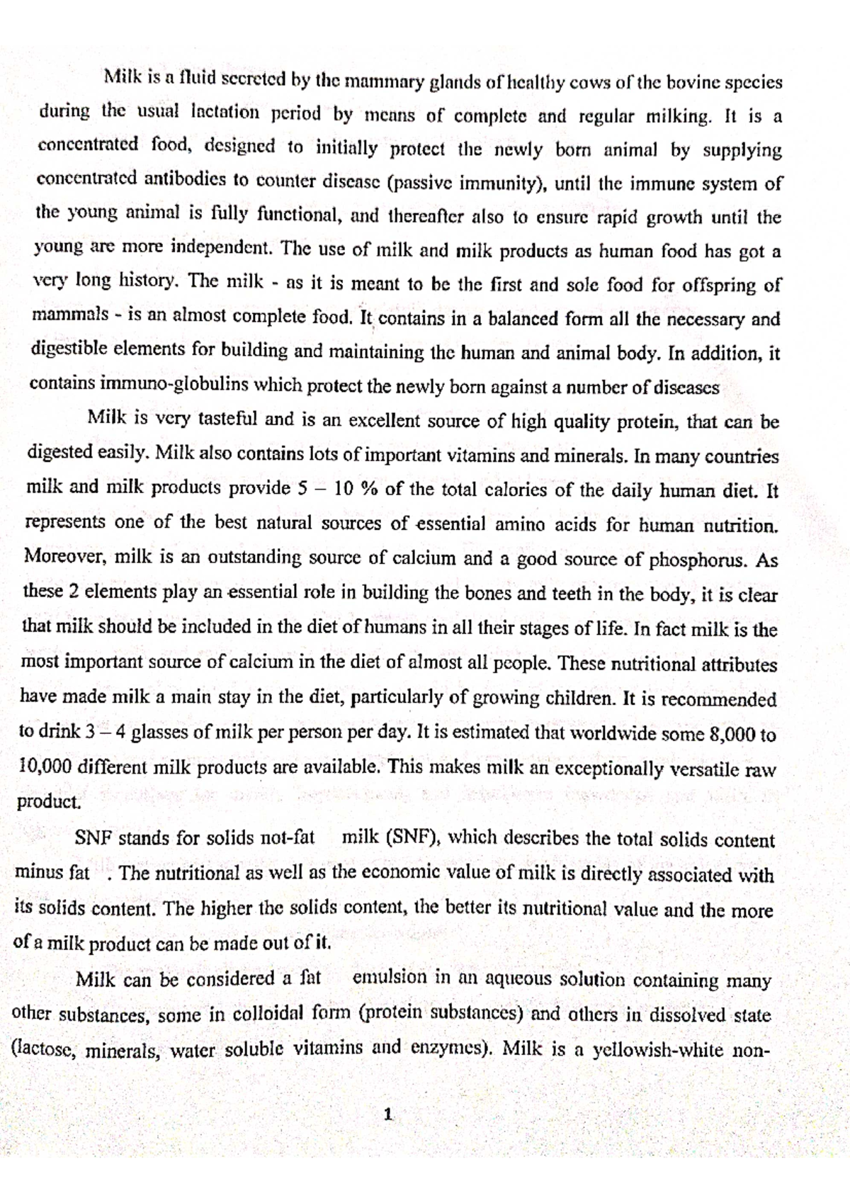 Milk- detailed notes on milk - Food Science And Nutrition - Studocu