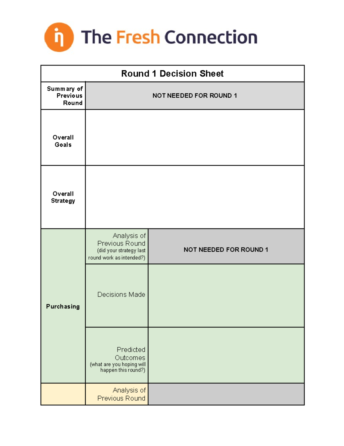 Round 1 Decision Sheet - Round 1 Decision Sheet Summary of Previous ...