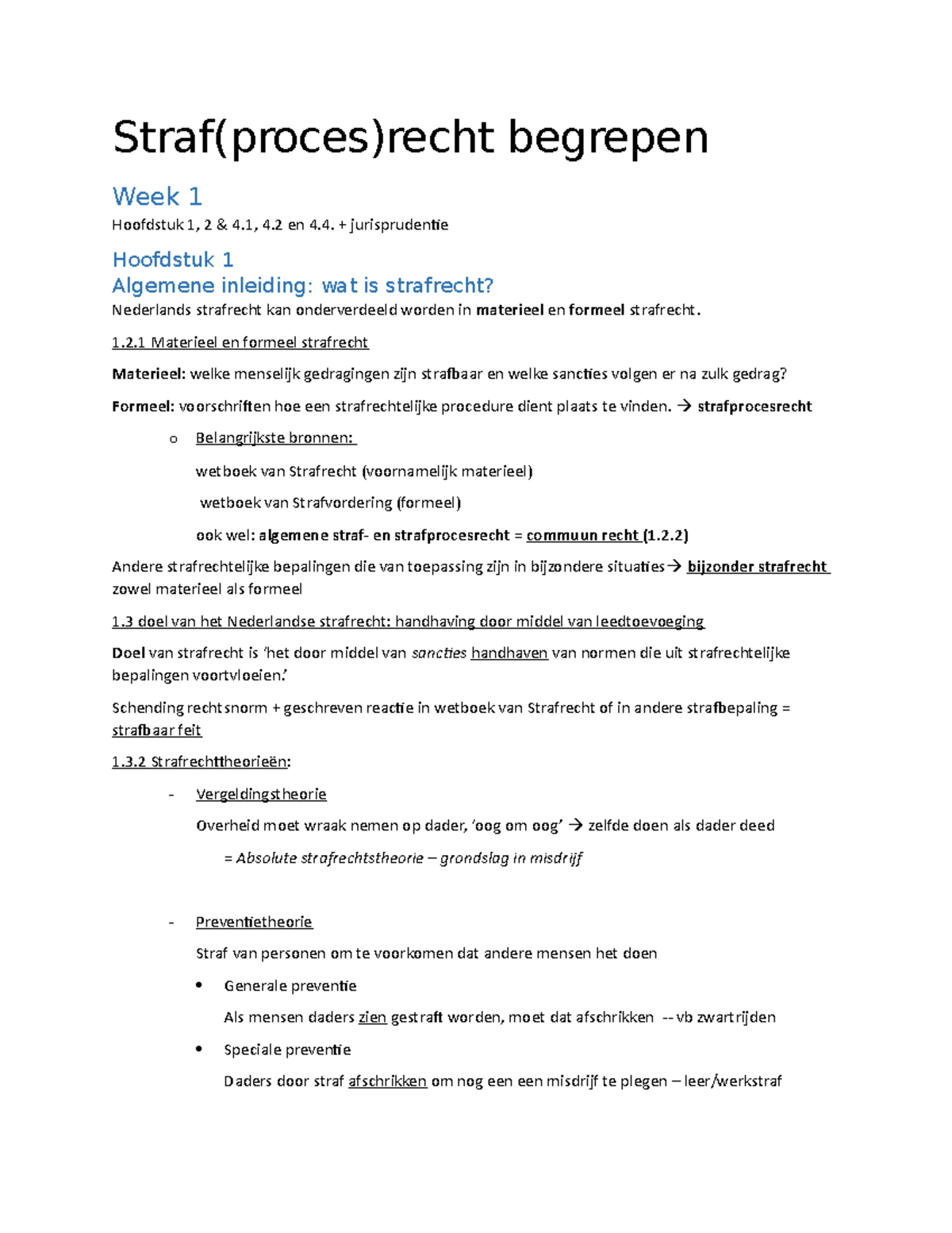 Samenvatting Strafrecht Begrepen - Straf(proces)recht Begrepen Week 1 ...