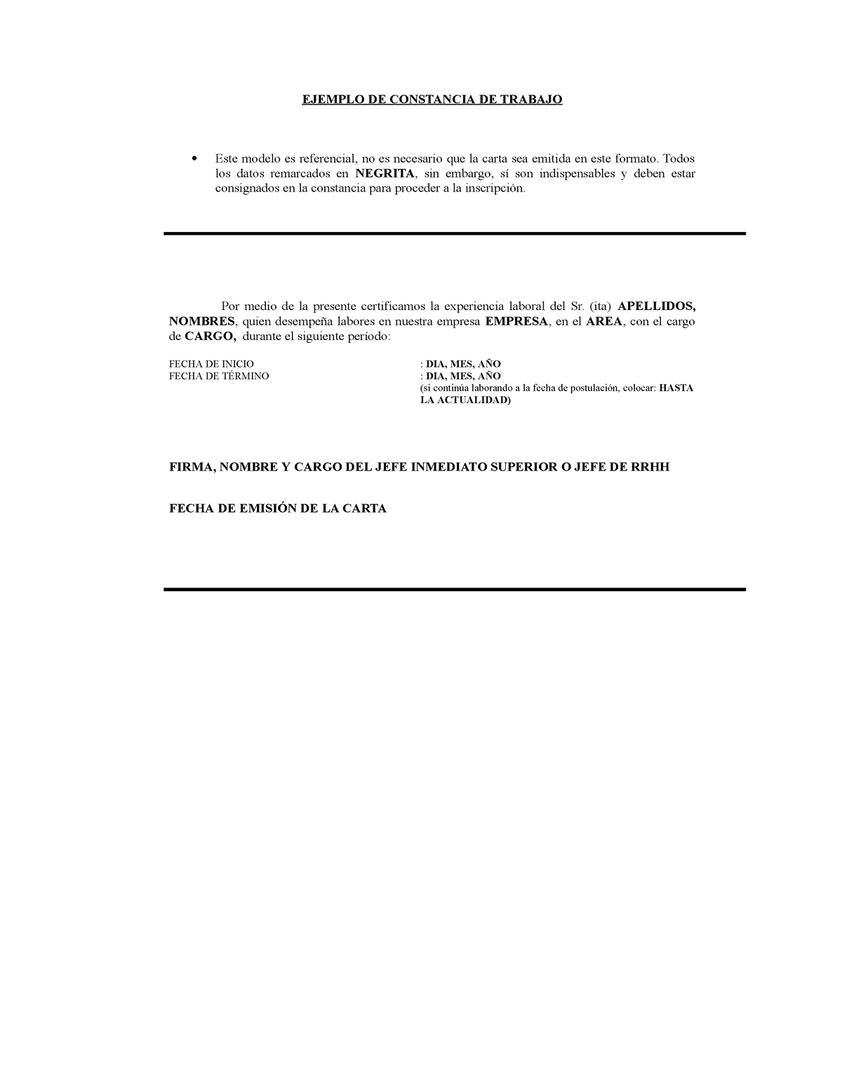 Ejemplo De Constancia De Trabajo Ejemplo De Constancia De Trabajo Este Modelo Es Referencial 0379