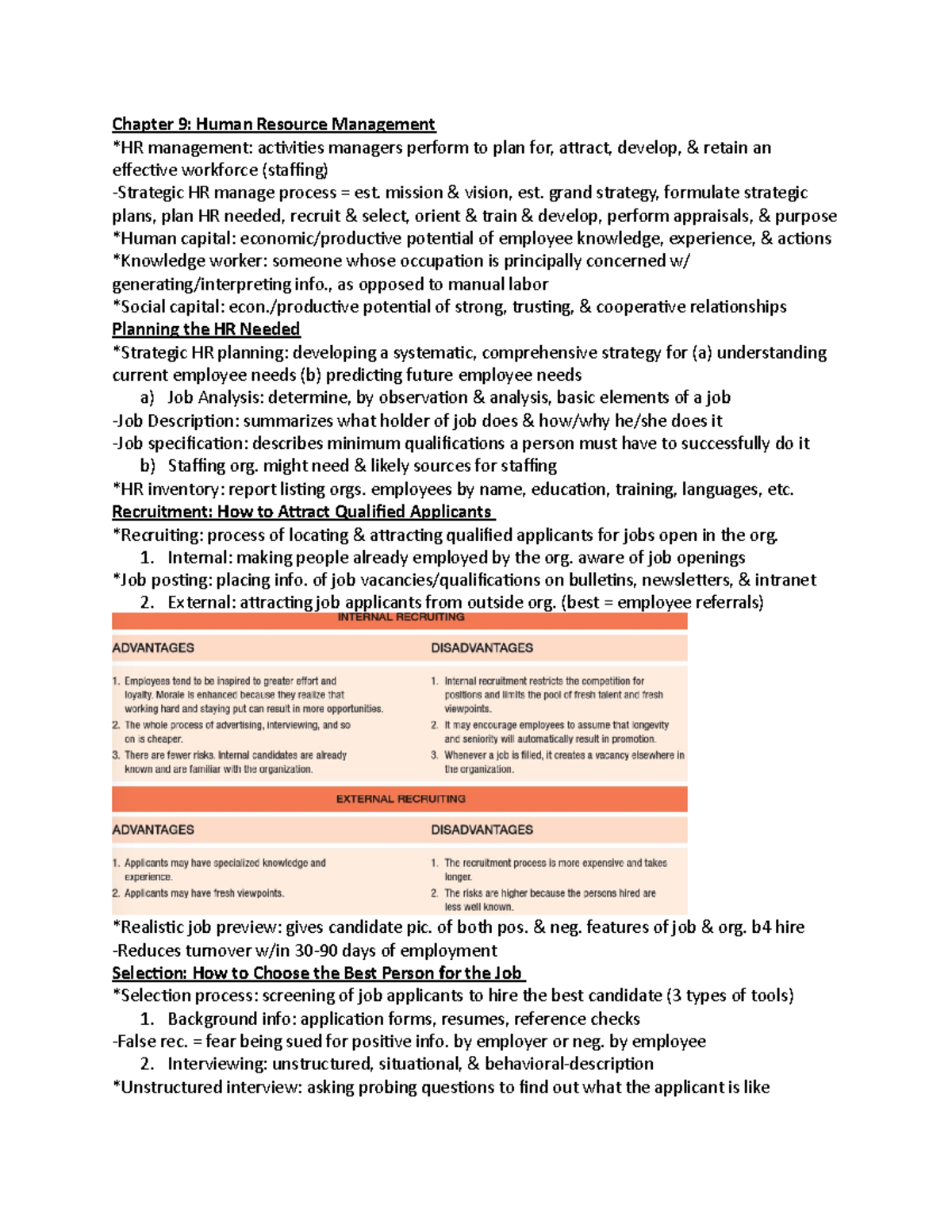 MGT 300- Ch. 9 - Lecture notes 9 - Chapter 9: Human Resource Management ...