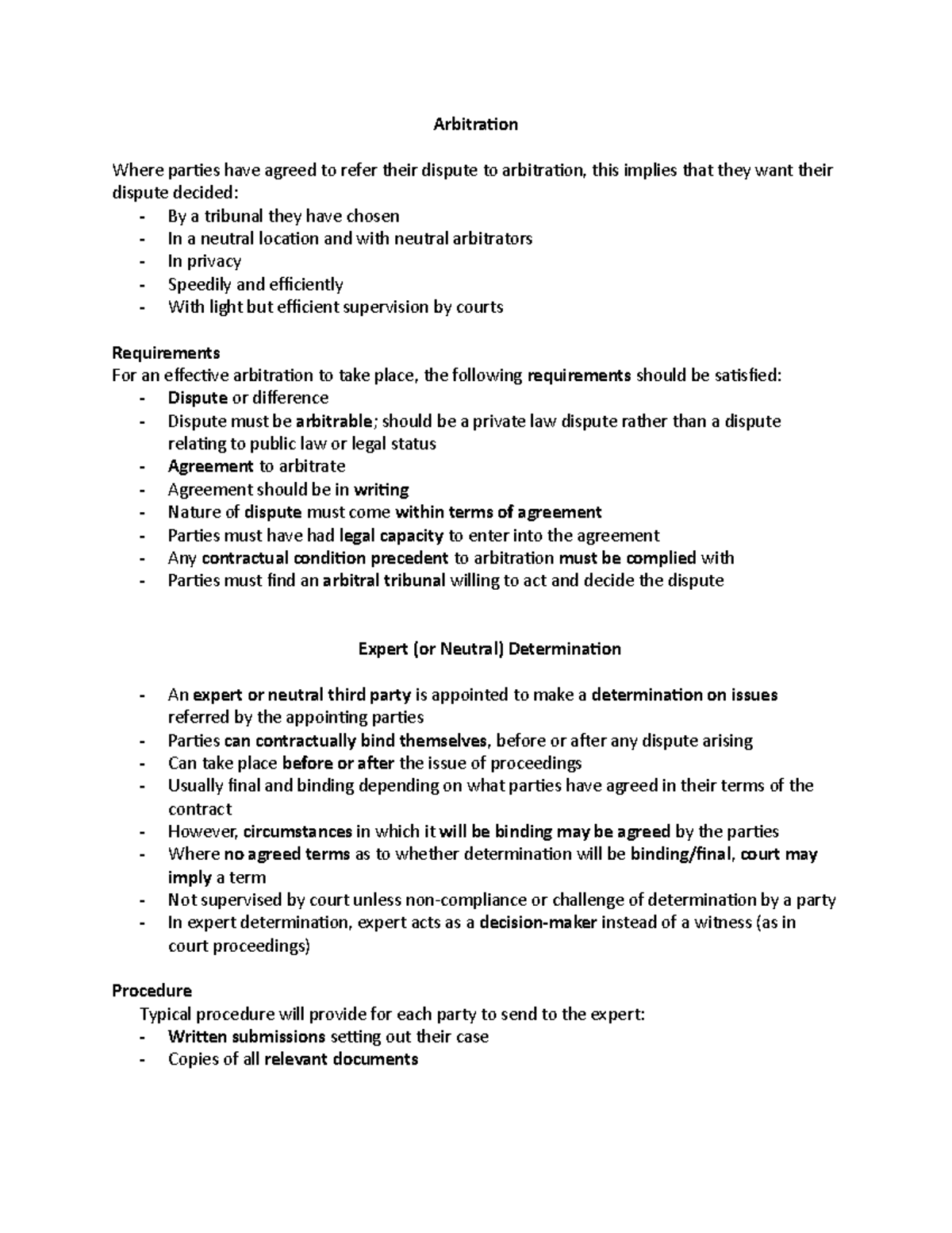 ADR Notes from Jackson's Handout - Arbitration Where parties have ...