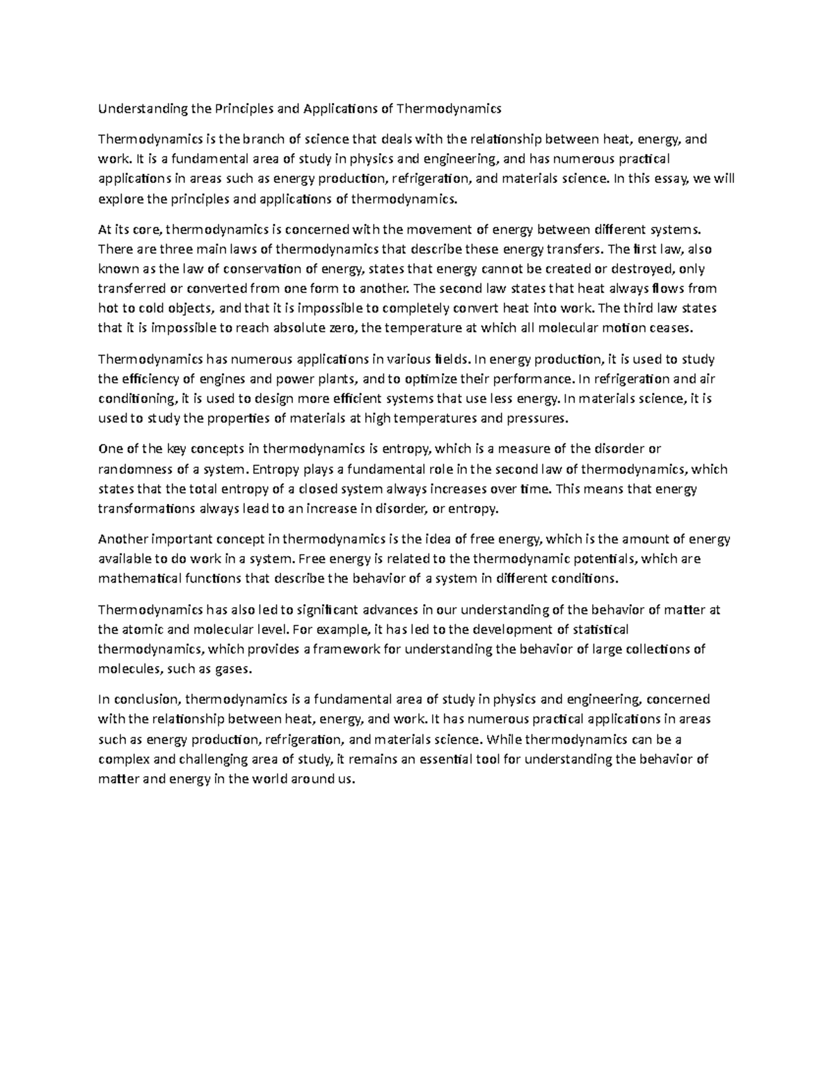 Understanding the Principles and Applications of Thermodynamics ...