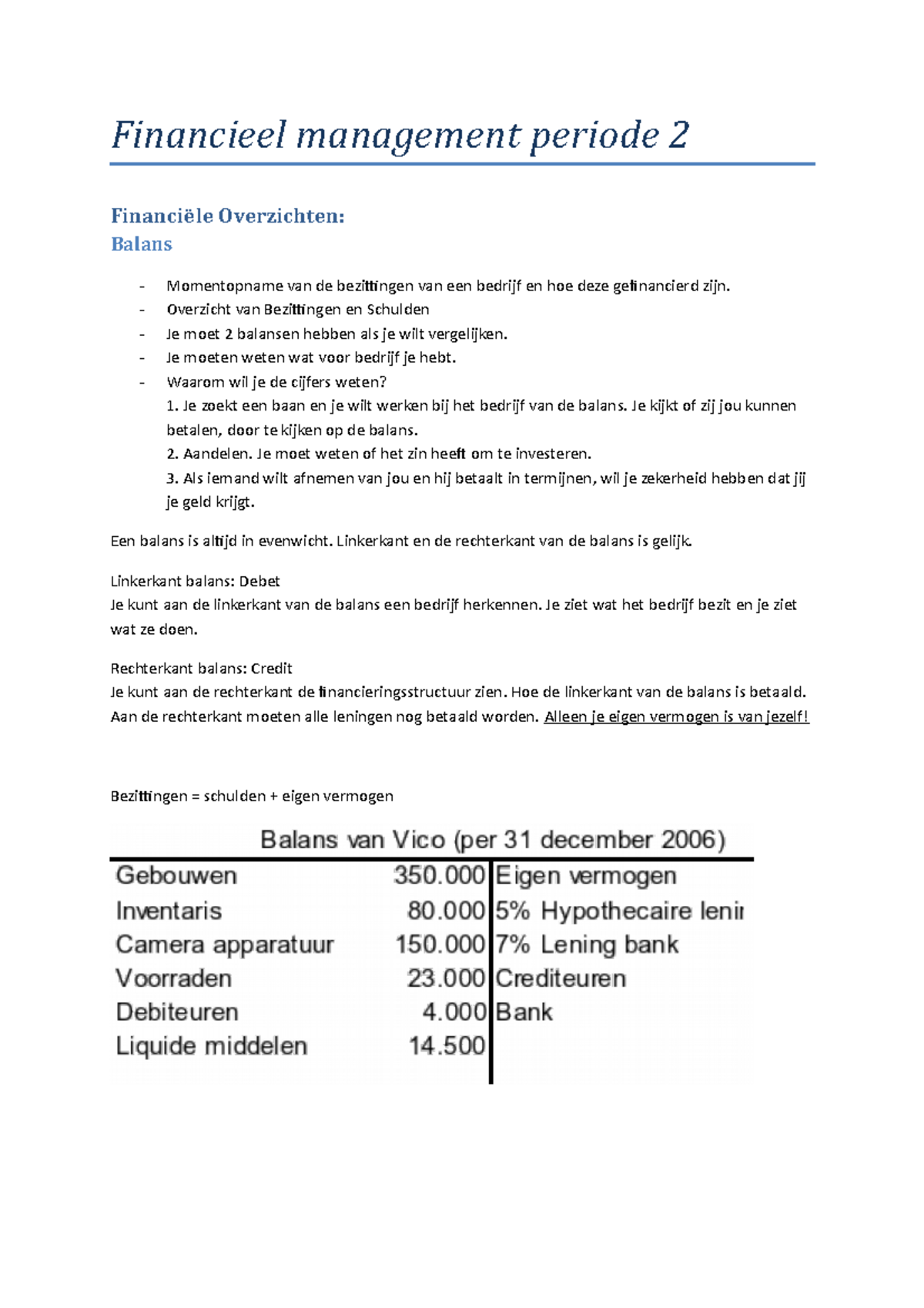 Financieel Management Periode 2 Samenvatting - Financieel Management ...