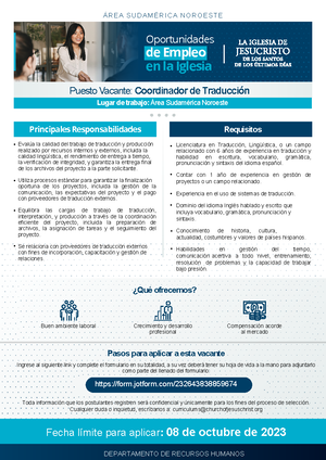 oportunidades de empleo iglesia