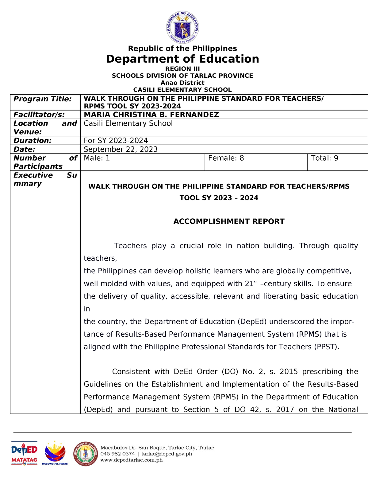 CES Final-SLAC- Accomplishment-s Eptember 23-2023 - Copy - Department ...