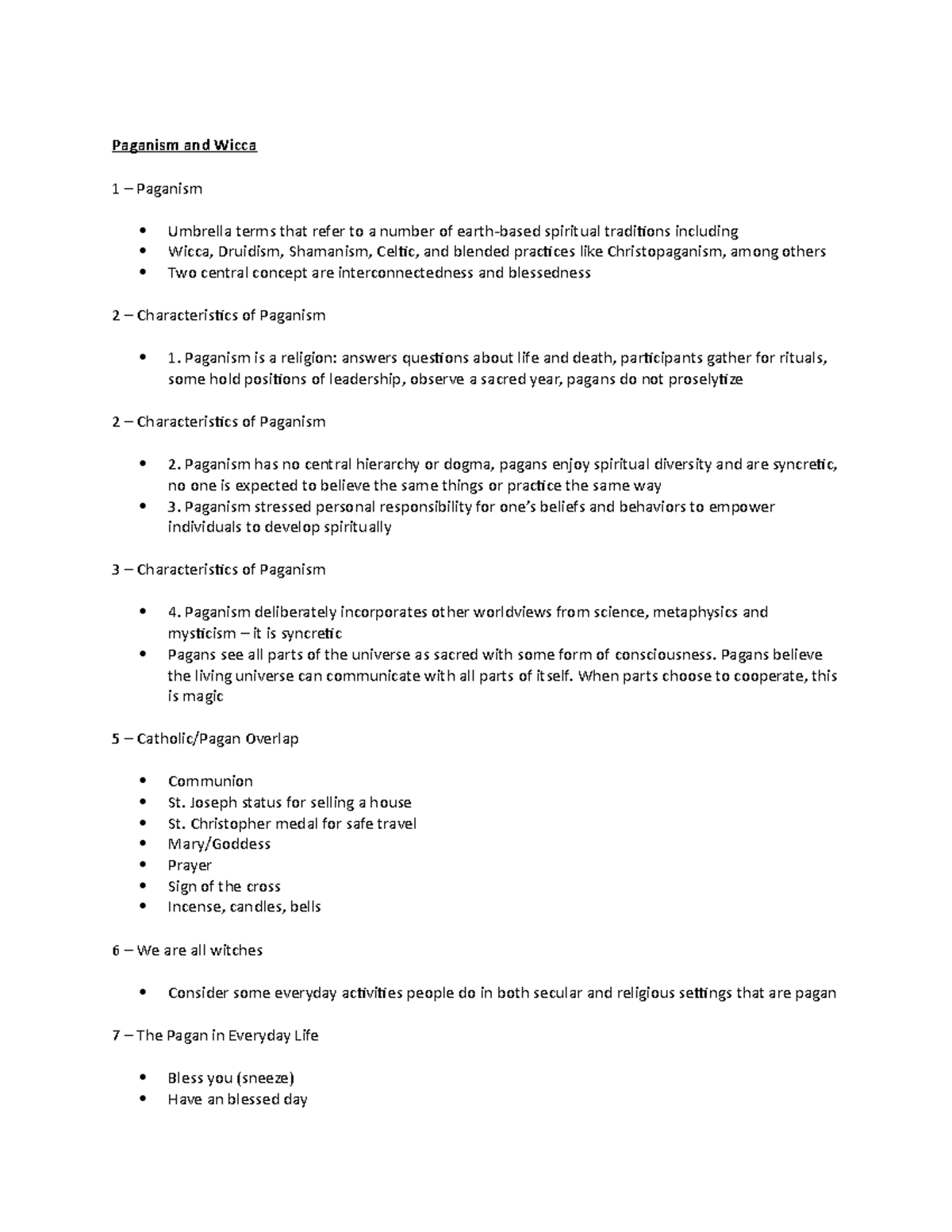 Pagaism and Wicca Notes - Paganism and Wicca 1 – Paganism Umbrella ...