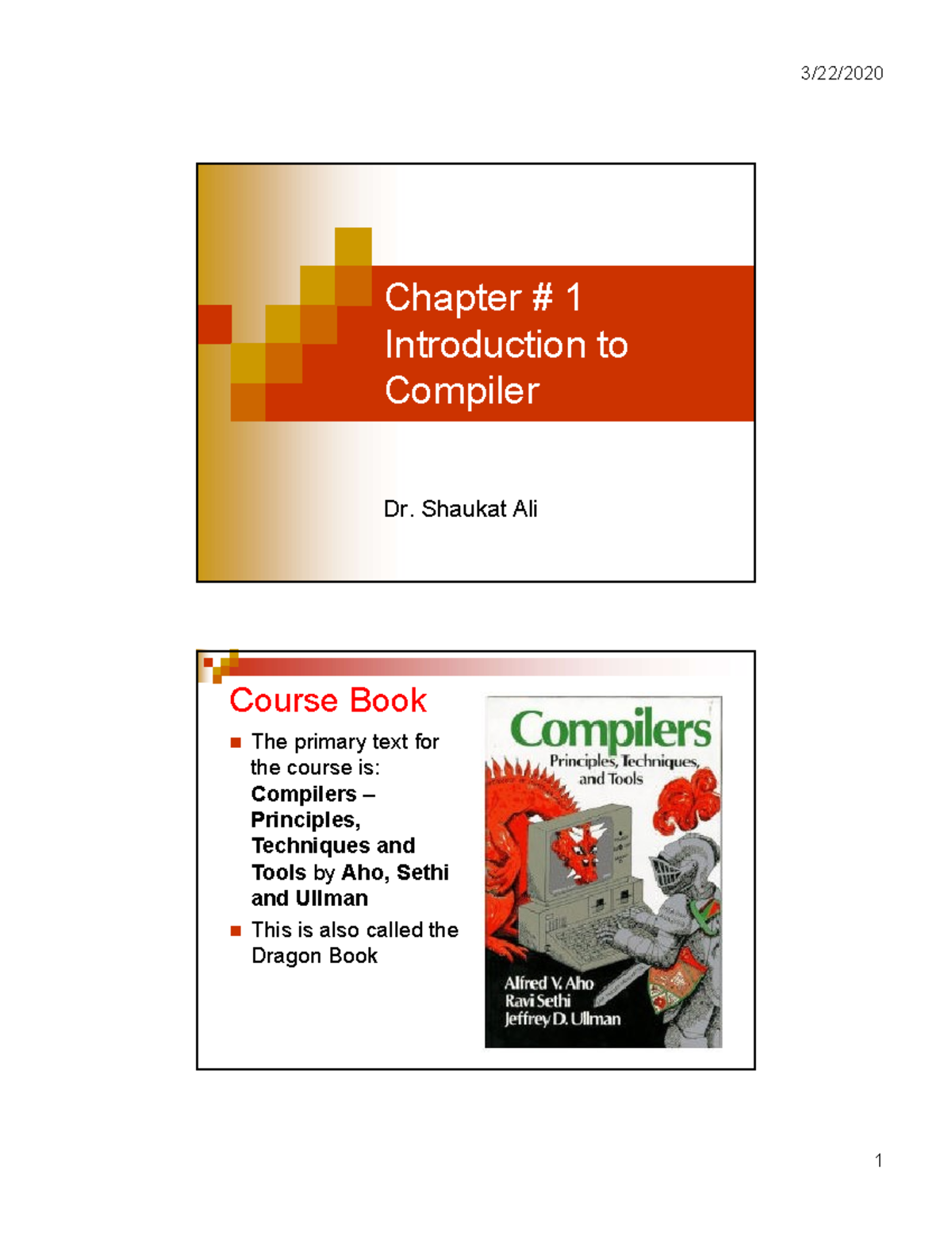 Chapter 1 - Introduction to Compilers - Shaukat Ali Tools and ...