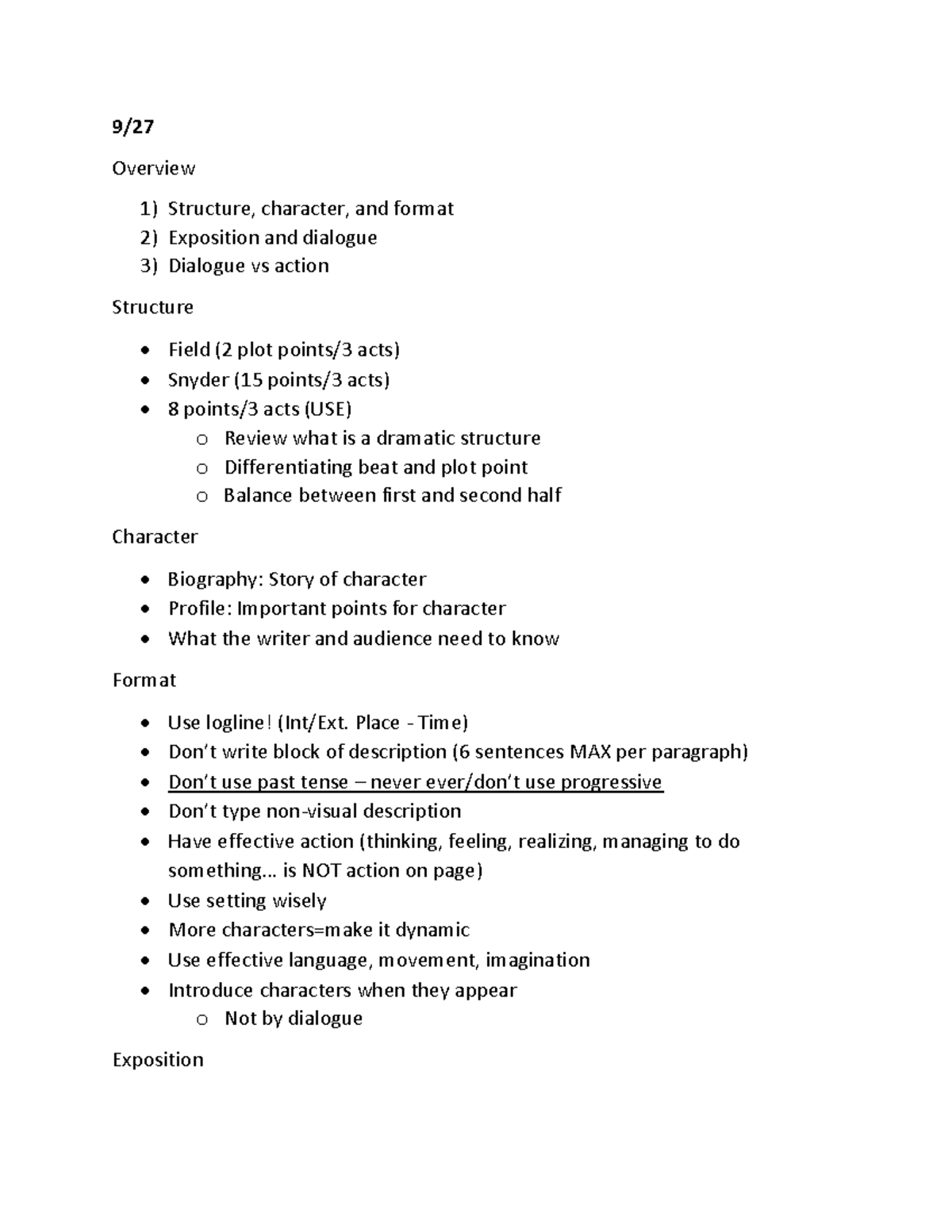 Overview Notes - 9/ Overview Structure, character, and format ...