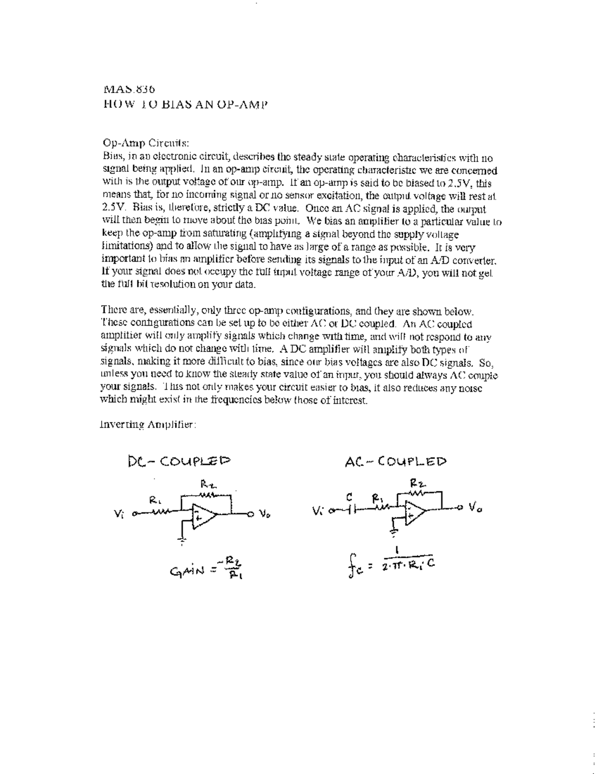 Biasing An Op AMP - ELEE 6230 - Studocu