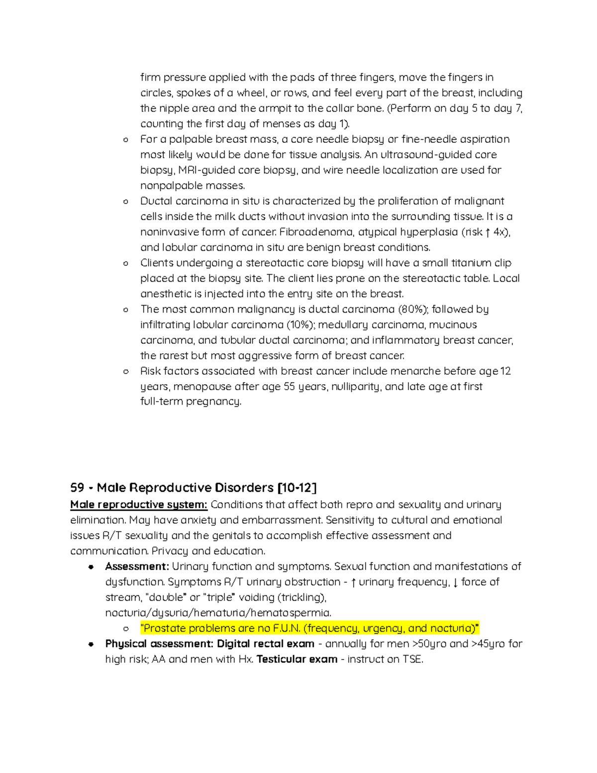 Med Surg Ii Notes Chapters Male Reproductive Disorders