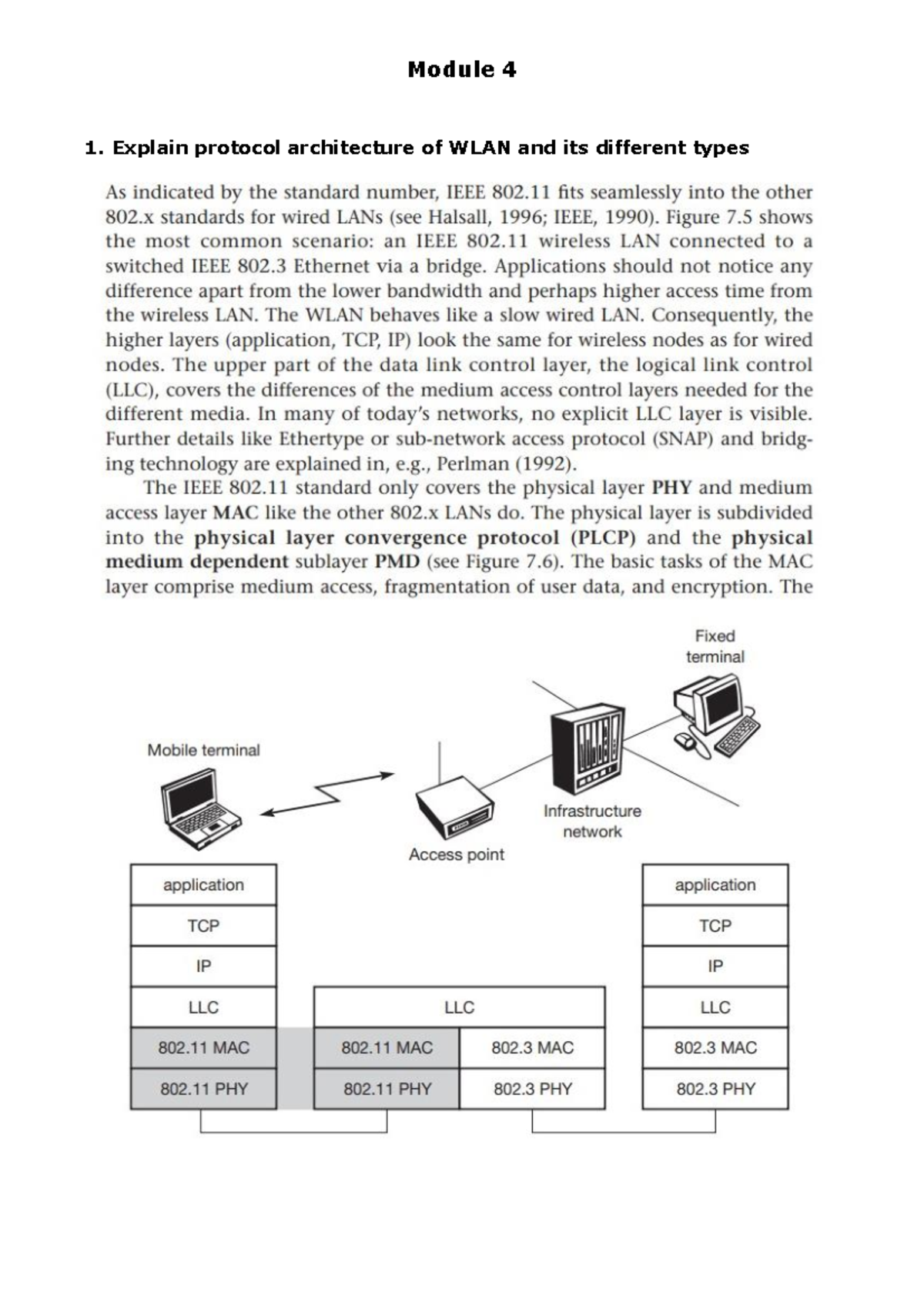MC Question Bank - Module 4 1. Explain protocol architecture of WLAN ...