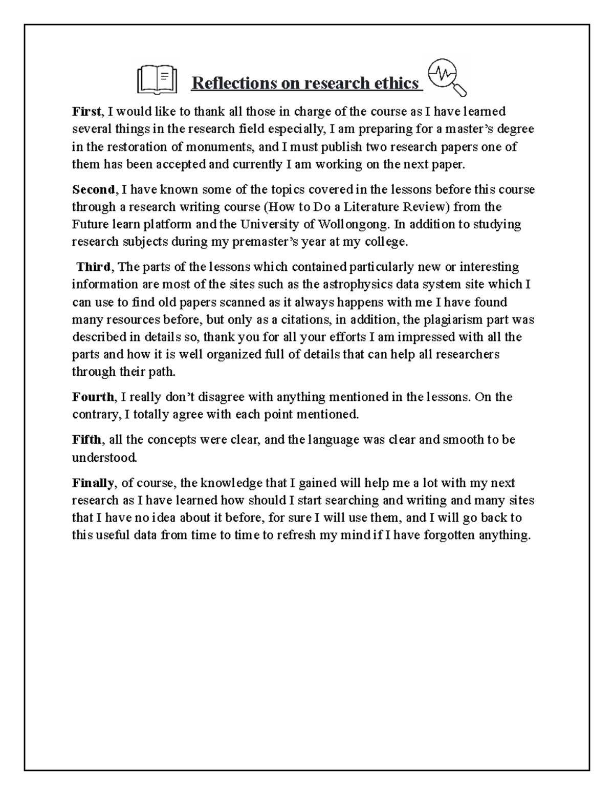 Reflections on research ethics, Yomna Elgohary - Reflections on ...