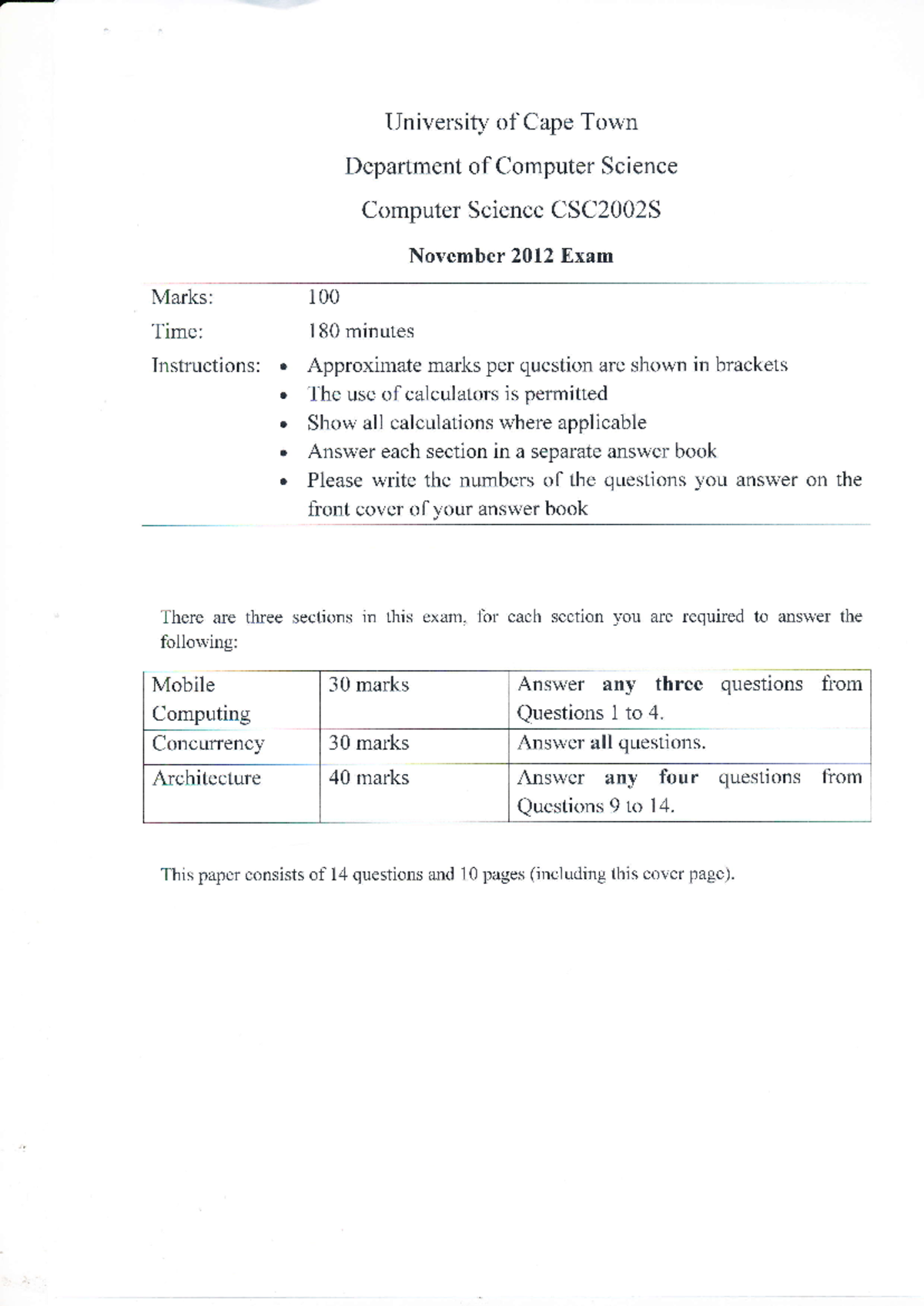 CSC2002 S+Exam+2012 - Exam paper - University of Cape Town Department ...