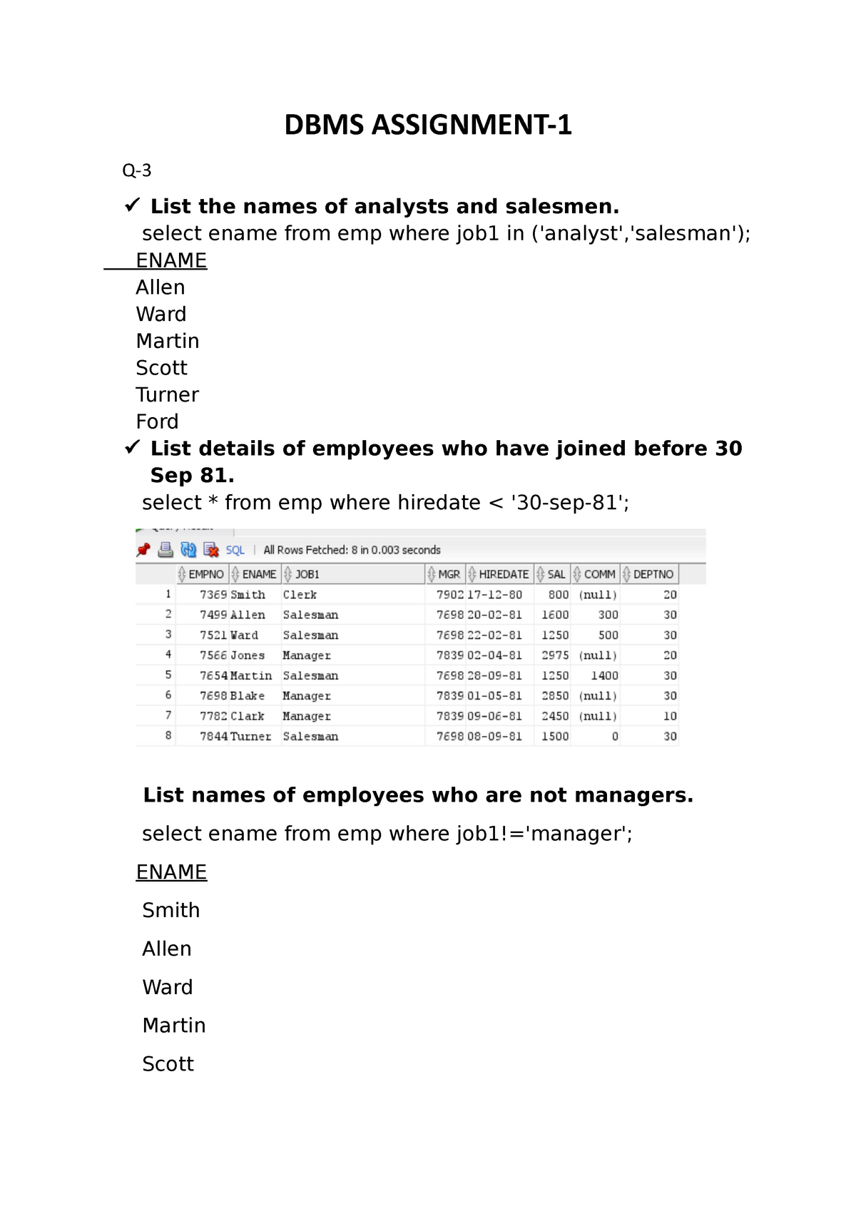 assignment for dbms