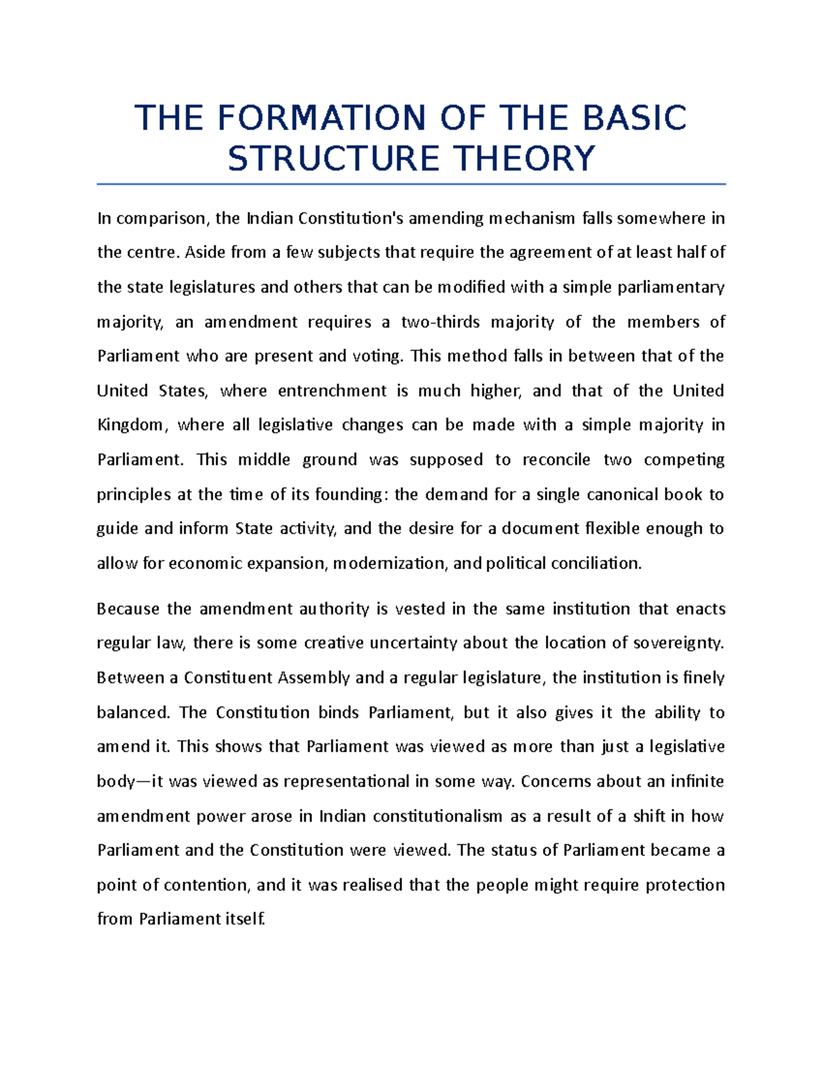THE Formation OF THE Basic Structure Theory - THE FORMATION OF THE ...