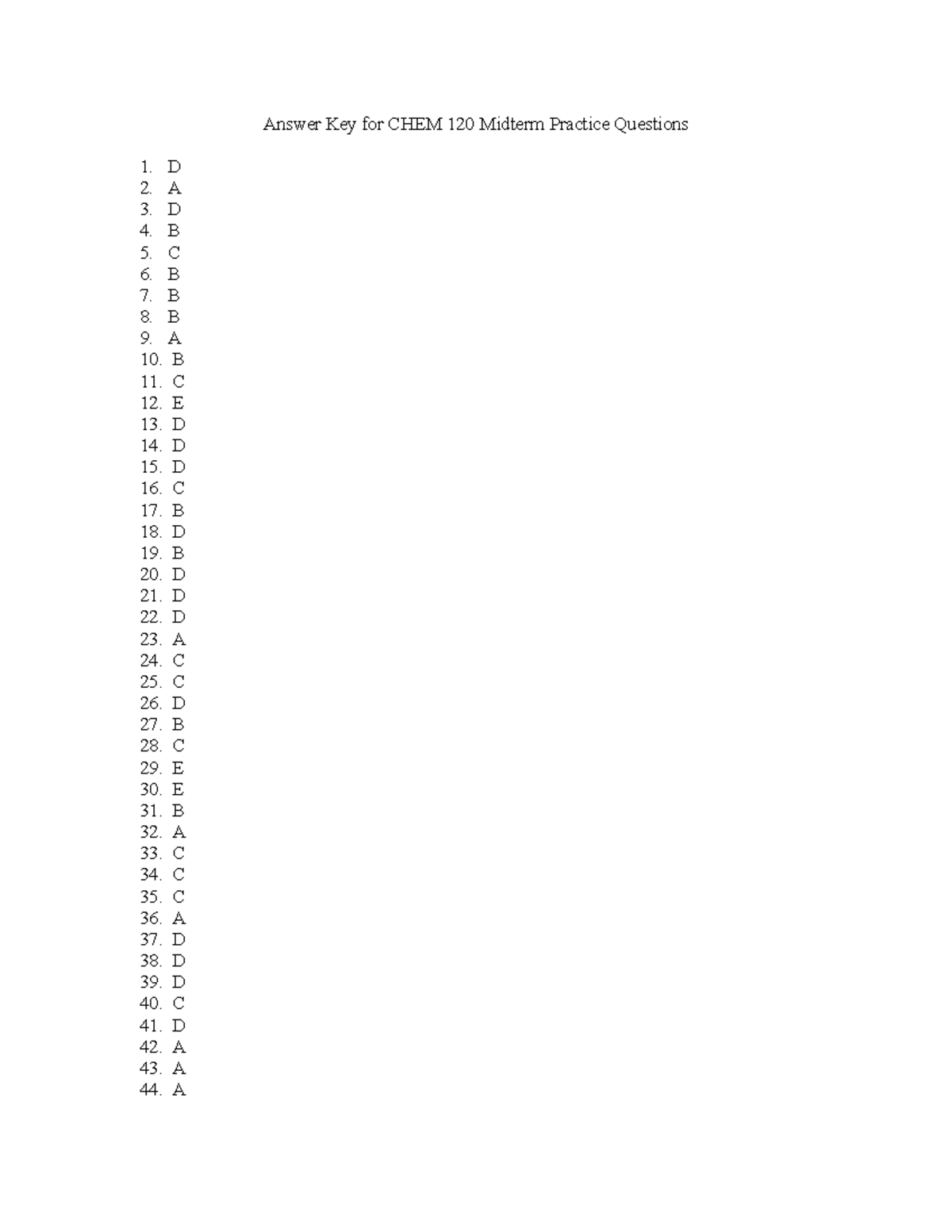 CHEM 120 Practice Questions answer key 2021 - CHEM 120 - SFU - Studocu
