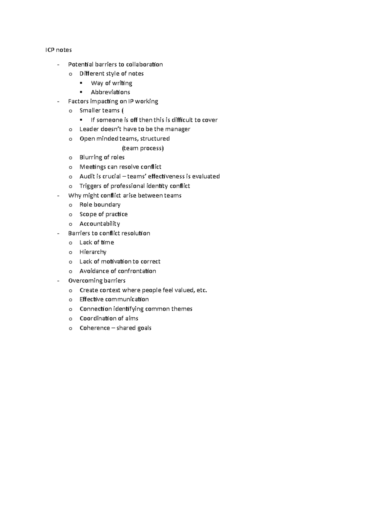ICP notes - ... - ICP notes - Potential barriers to collaboration o ...